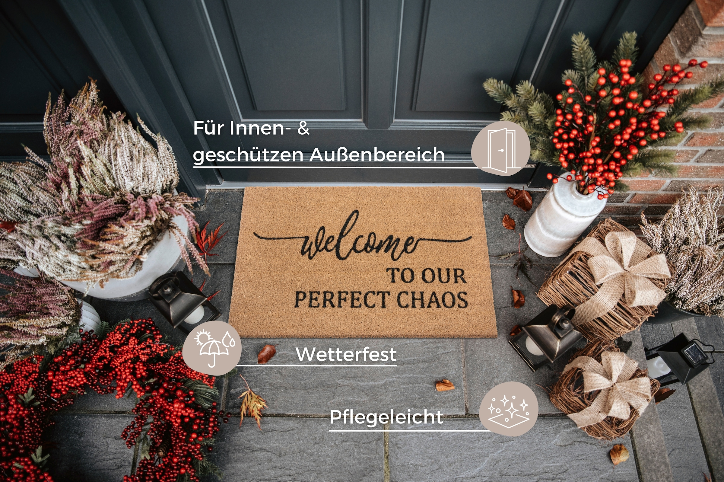 HANSE Home Fußmatte »Kokos Perfect Chaos, Türmatte«, rechteckig, 15 mm Höhe, Kokos, Schmutzfangmatte, Outdoor, Rutschfest, Innen, Kokosmatte, Flur