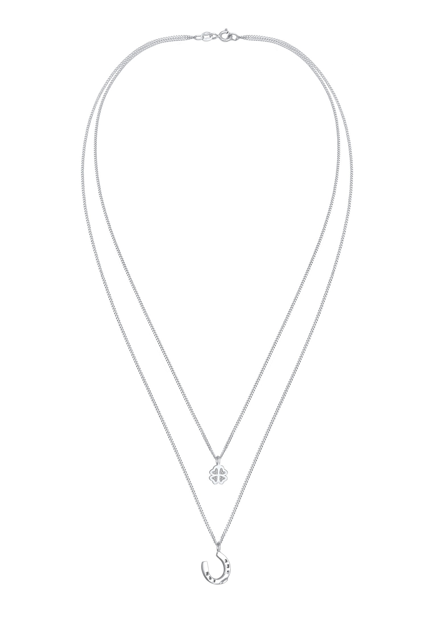Nenalina Gliederkette »Layer Kleeblatt Hufeisen Glück 925 Silber«