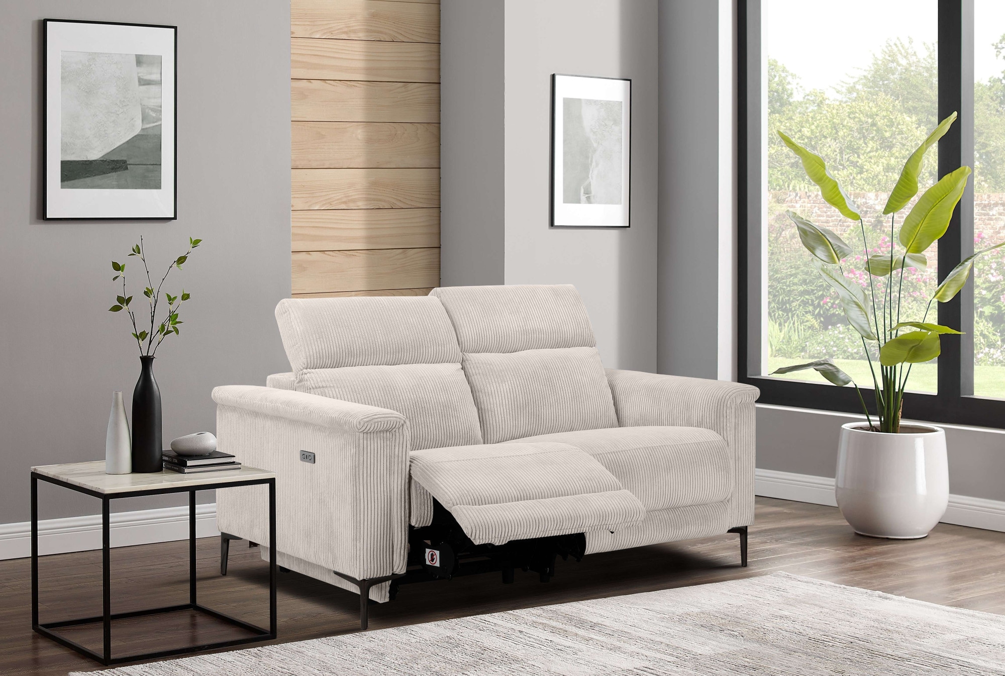 Places of Style 2-Sitzer »Lund in Cord, mit manueller o. elektrischer«, Relaxfunktion, USB-A, Kopfteilverstellung, Breite 160 cm