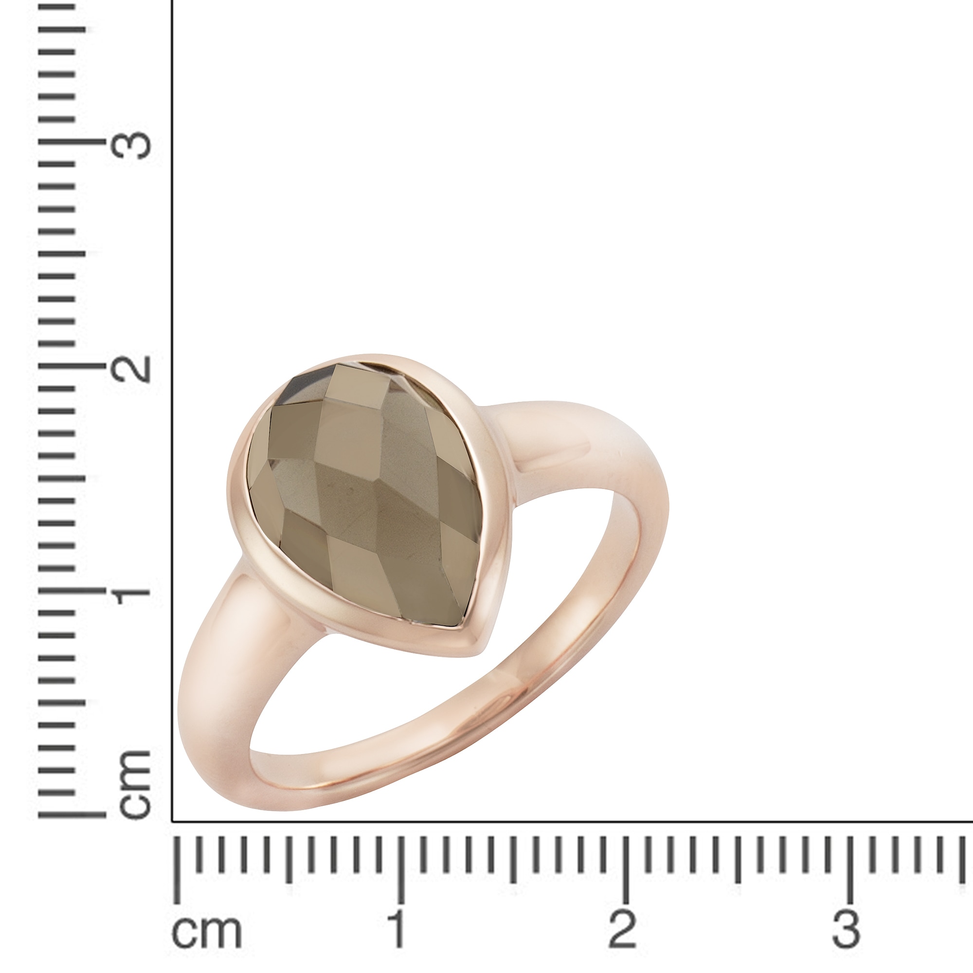 Jamelli Fingerring »925 Silber rosé vergoldet Rauchquarz«