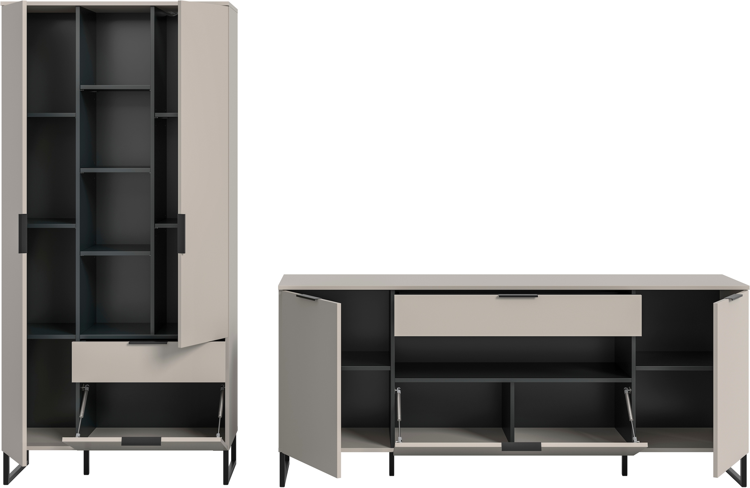 INOSIGN Wohnwand »Adio, Wohnkombination 290 cm Breit«, (Set, 2 St.), Adio, Wohnkombination 2tlg. Kashmir NB, Stauraumtype, Sideboard