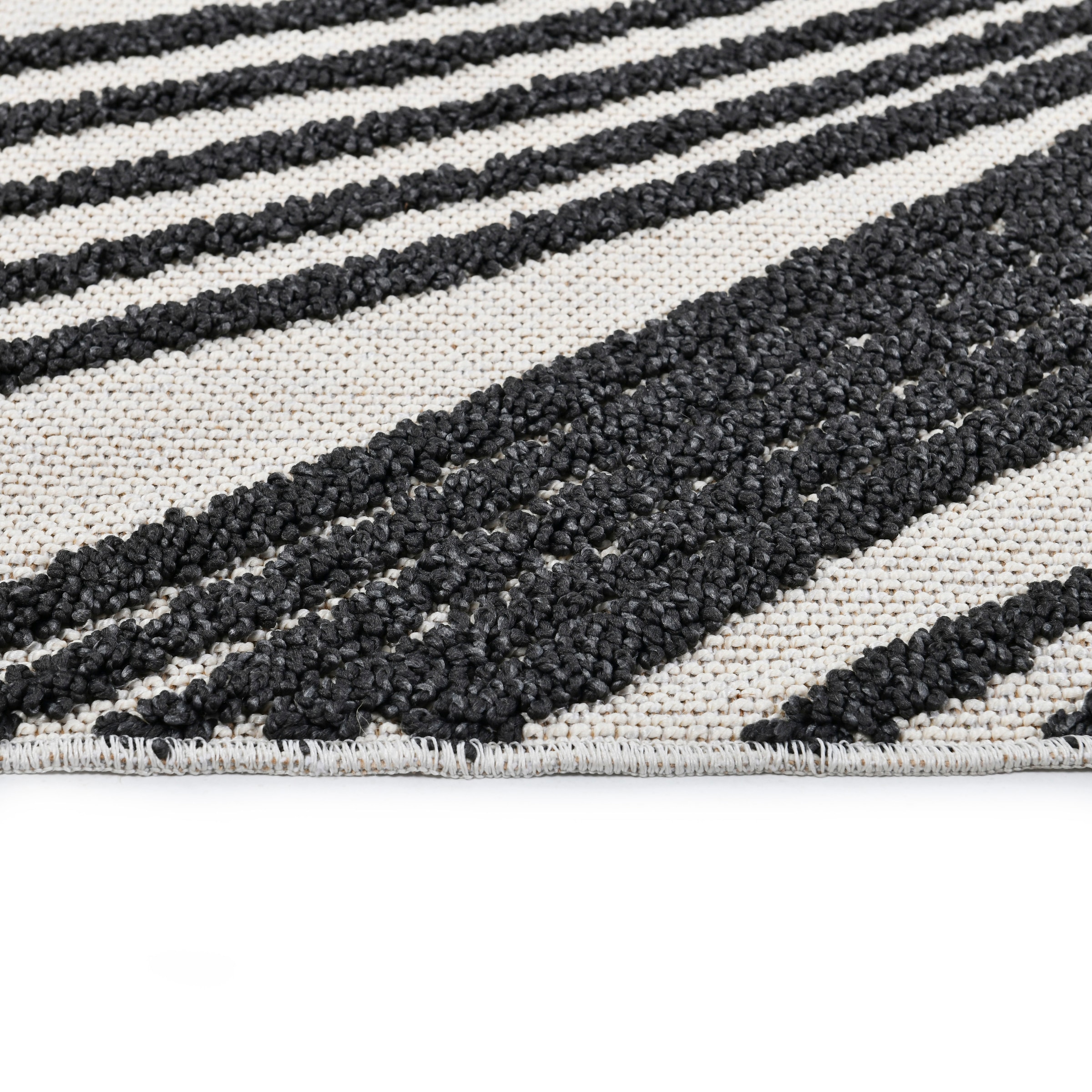 Home affaire Teppich »Friesach«, rechteckig, 18 mm Höhe, Hoch-Tief-Struktur, Woll-Look, Boho, mit Fransen, Wellen-Design