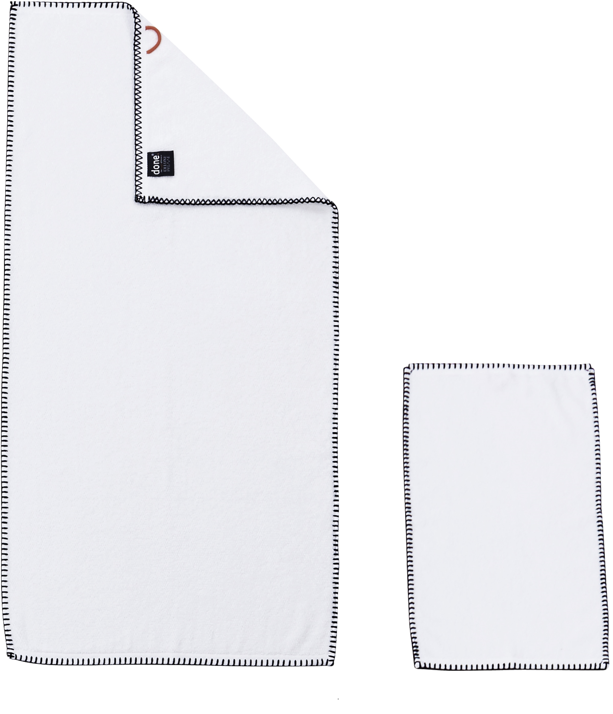 done.® Handtuch Set »Deluxe Prime«, (Set, 4 St., 2 Gästetücher (30x50 cm)-2 Handtücher (50x100 cm), mit einfassender Ziernaht in schwarz