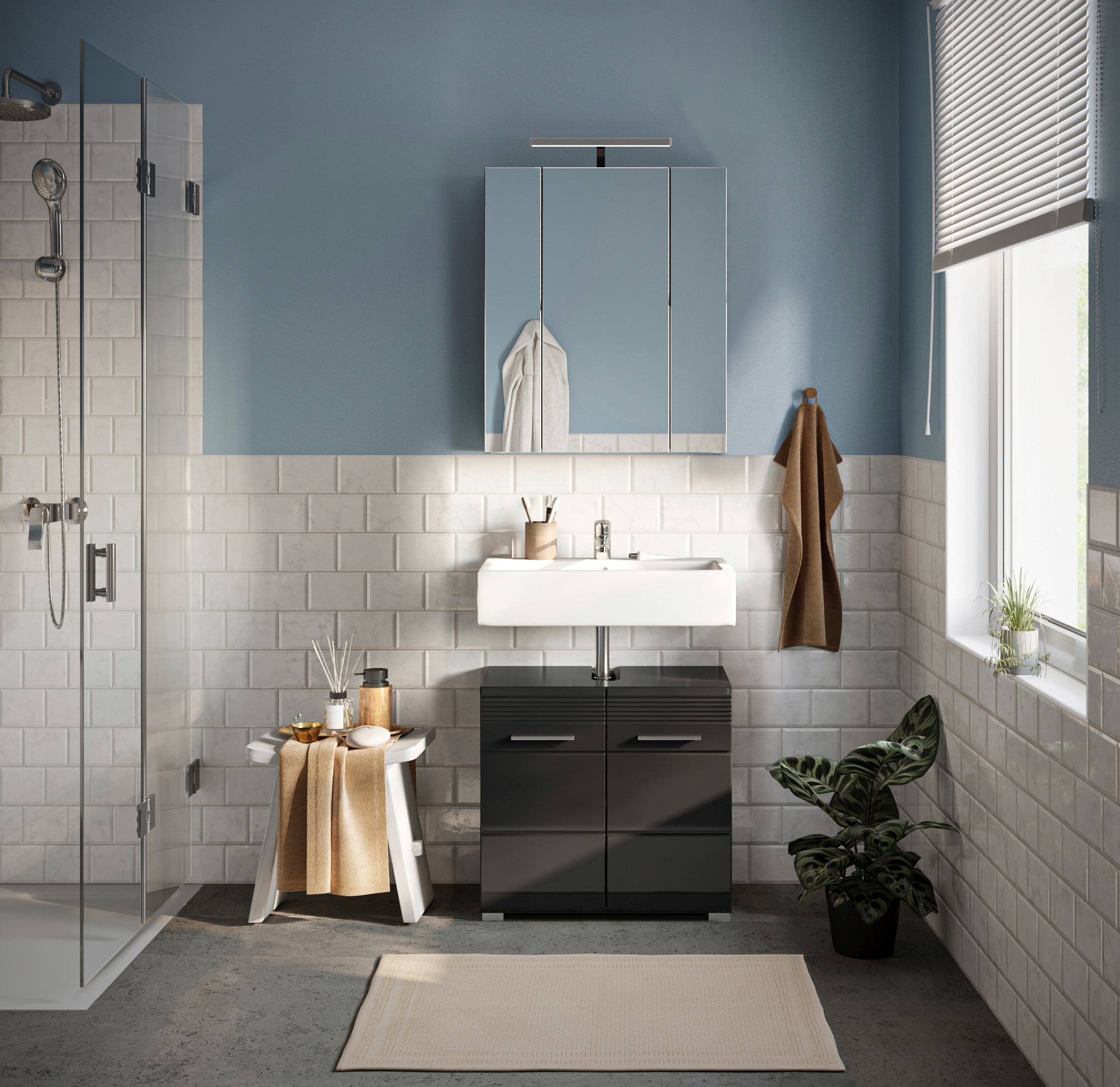 INOSIGN Badmöbel-Set »Malmö, 2 teilig, inklusive LED Beleuchtung, bestehend günstig online kaufen