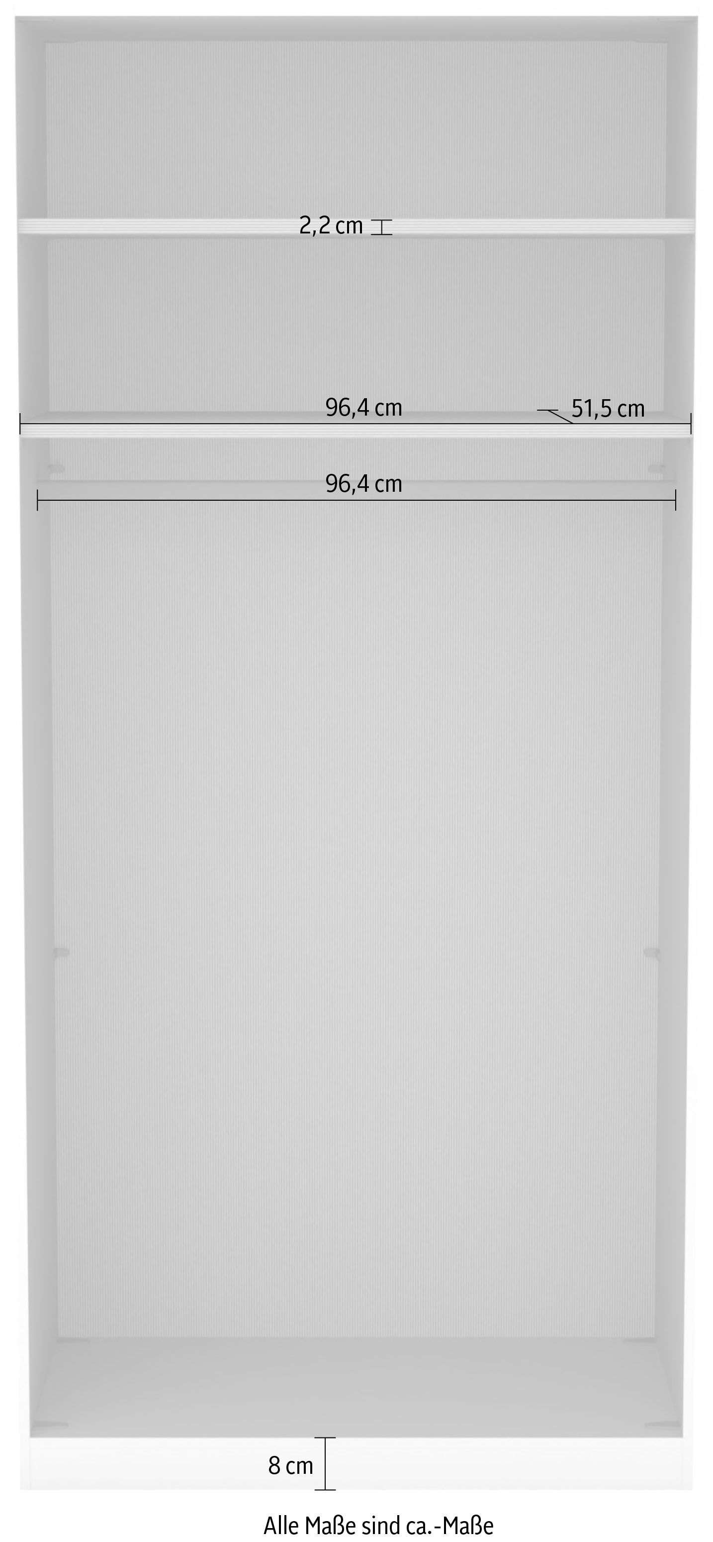 Musterring Drehtürenschrank »San Diego, Kleiderschrank, Schrank, Garderobe, mit Spiegel« weiß, Türen gedämpft,2 Höhen, mehrere Breiten, MADE IN GERMANY, 1 Stk. tlg. 2-türig (gedämpft), 2 Böden, 1 Kleiderstange, Chromgriffe