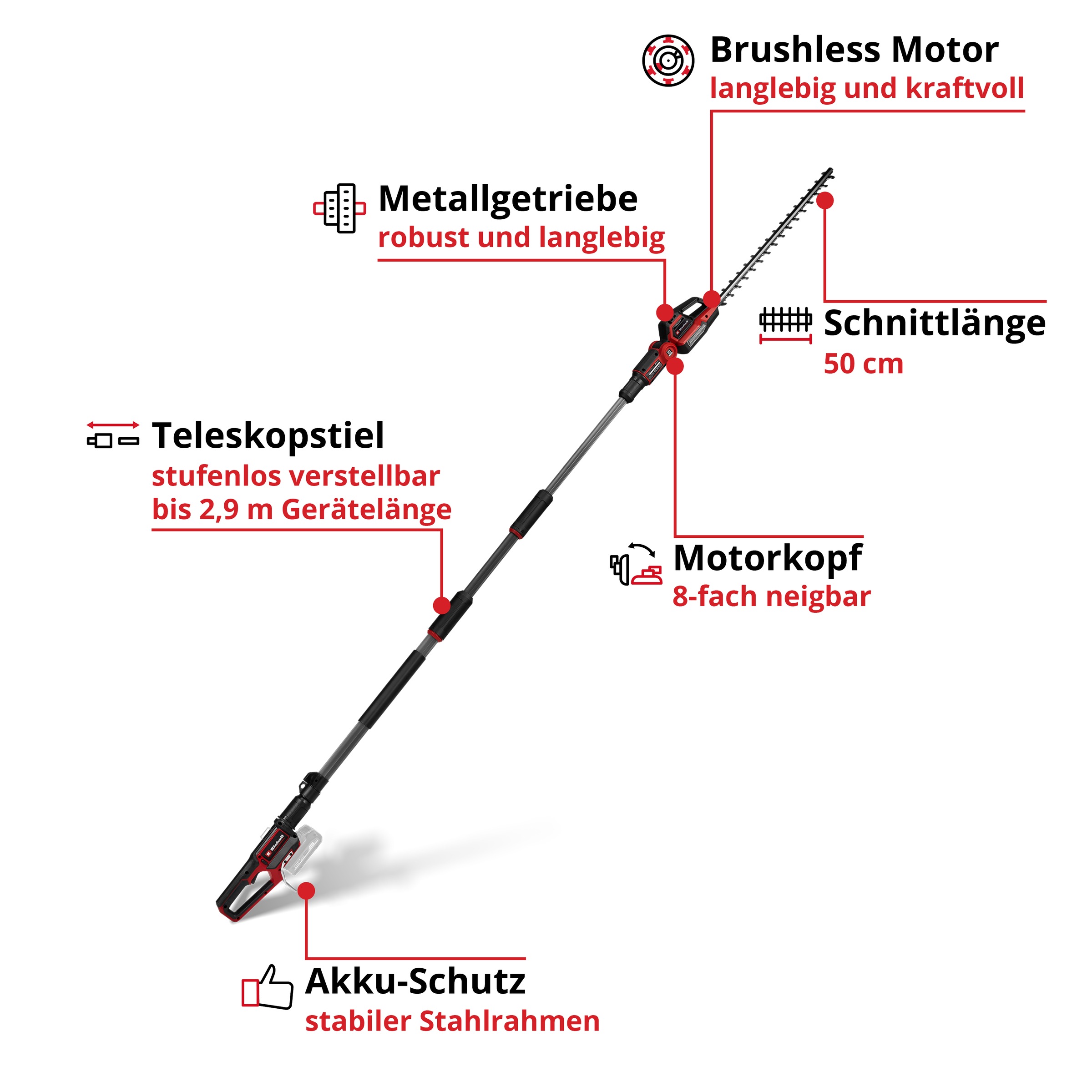 Einhell Akku-Heckenschere »GP-HH 18/50 Li T BL-Solo«, teleskopierbar, ohne Akku und Ladegerät