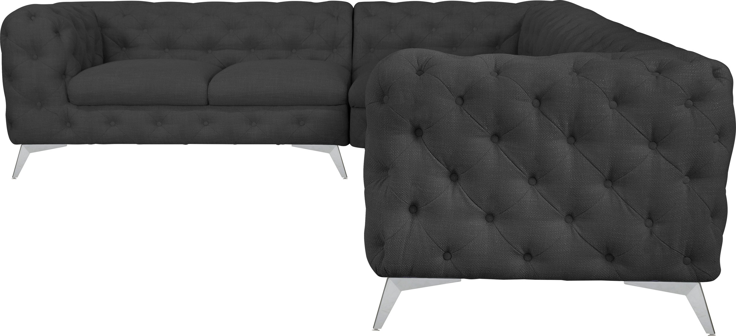 Leonique Chesterfield-Sofa »Ecksofa GLYNIS L-Form mit Wellenunterfederung, günstig online kaufen