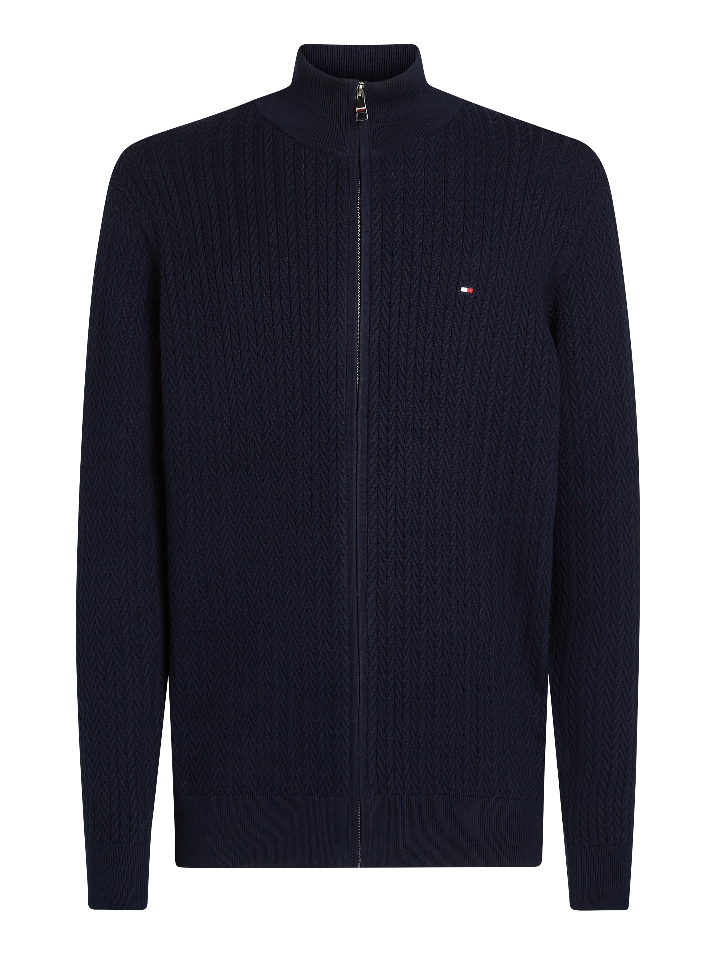 Tommy Hilfiger Strickjacke »HERRINGBONE STRUCTURE ZIP THRU«, mit Zopfmuster