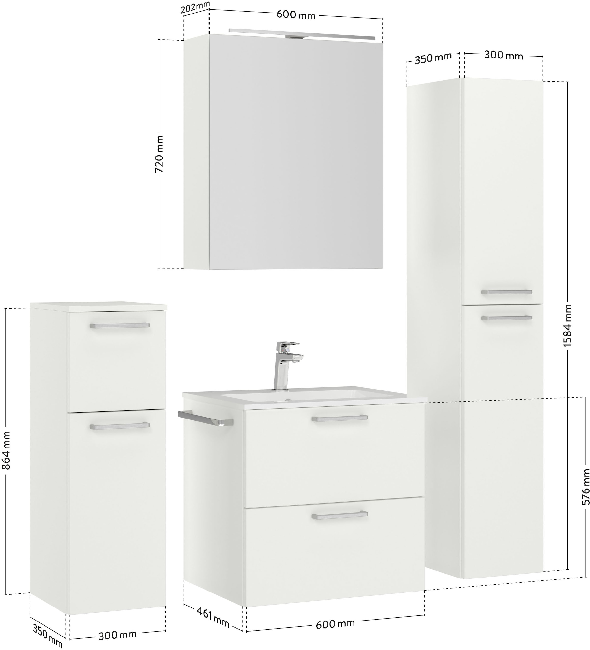 nobilia® Badmöbel-Set »Tolvina« vormontiert, mit Soft-Close, 4 Stk. tlg.