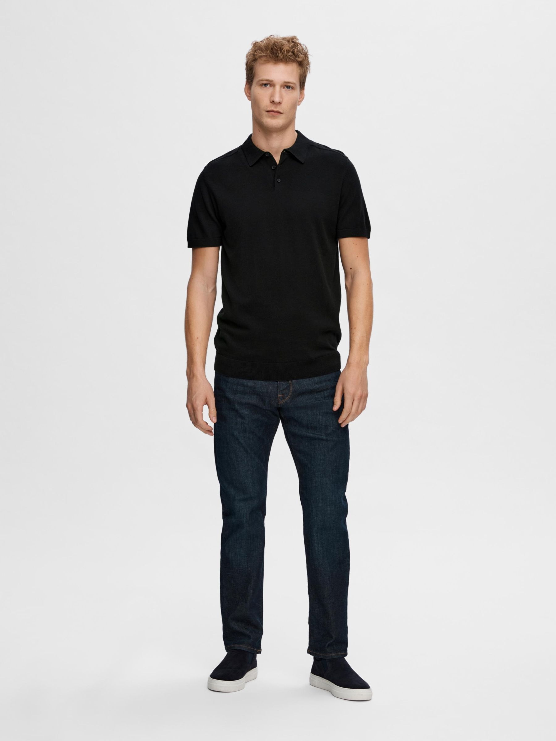 SELECTED HOMME Poloshirt »SLHBERG SS KNIT POLO NOOS«, aus Feinstrick