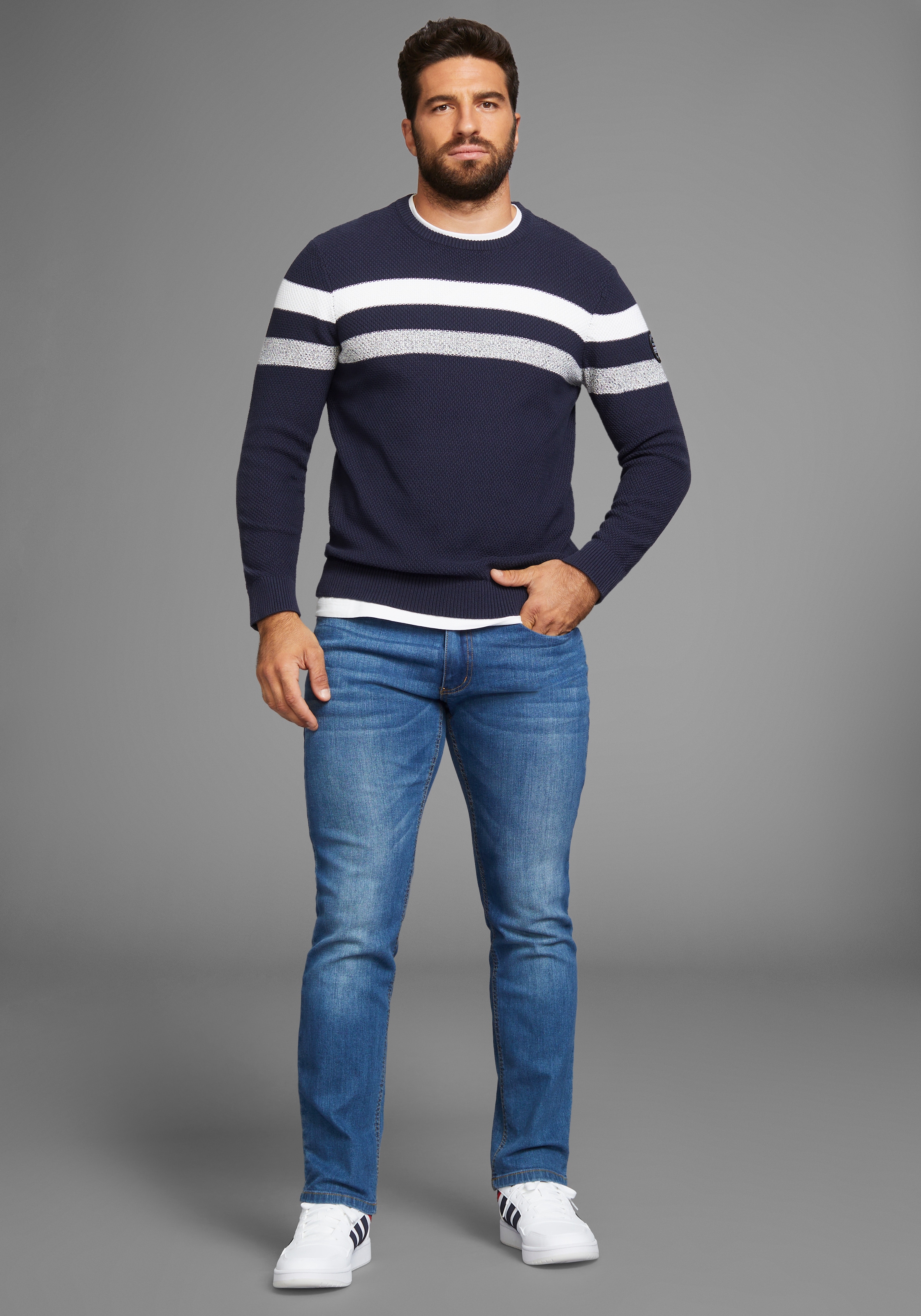 Man's World Strickpullover, in melierte Optik