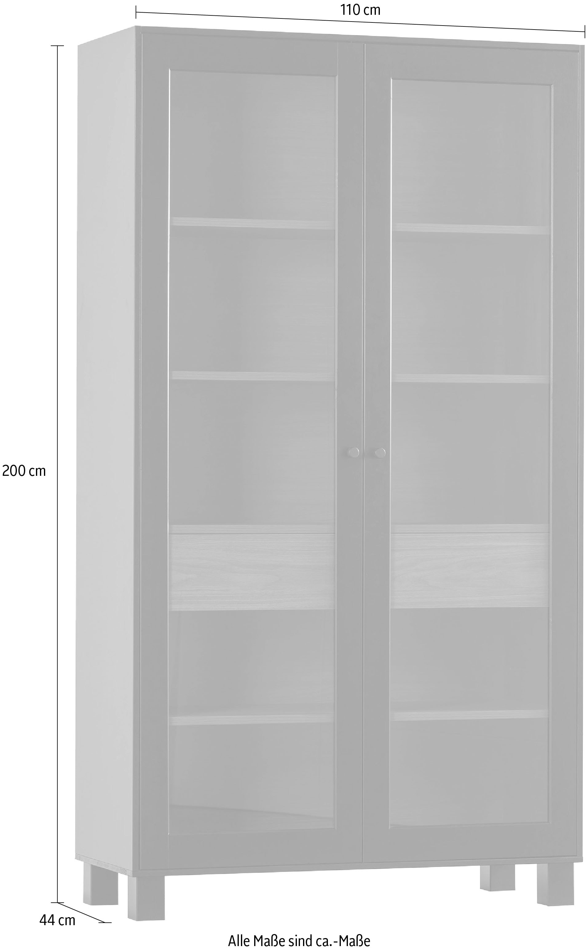 WOOOD Vitrine »Goos«, aus Kiefernholz, zwei Türen, Breite 110 cm