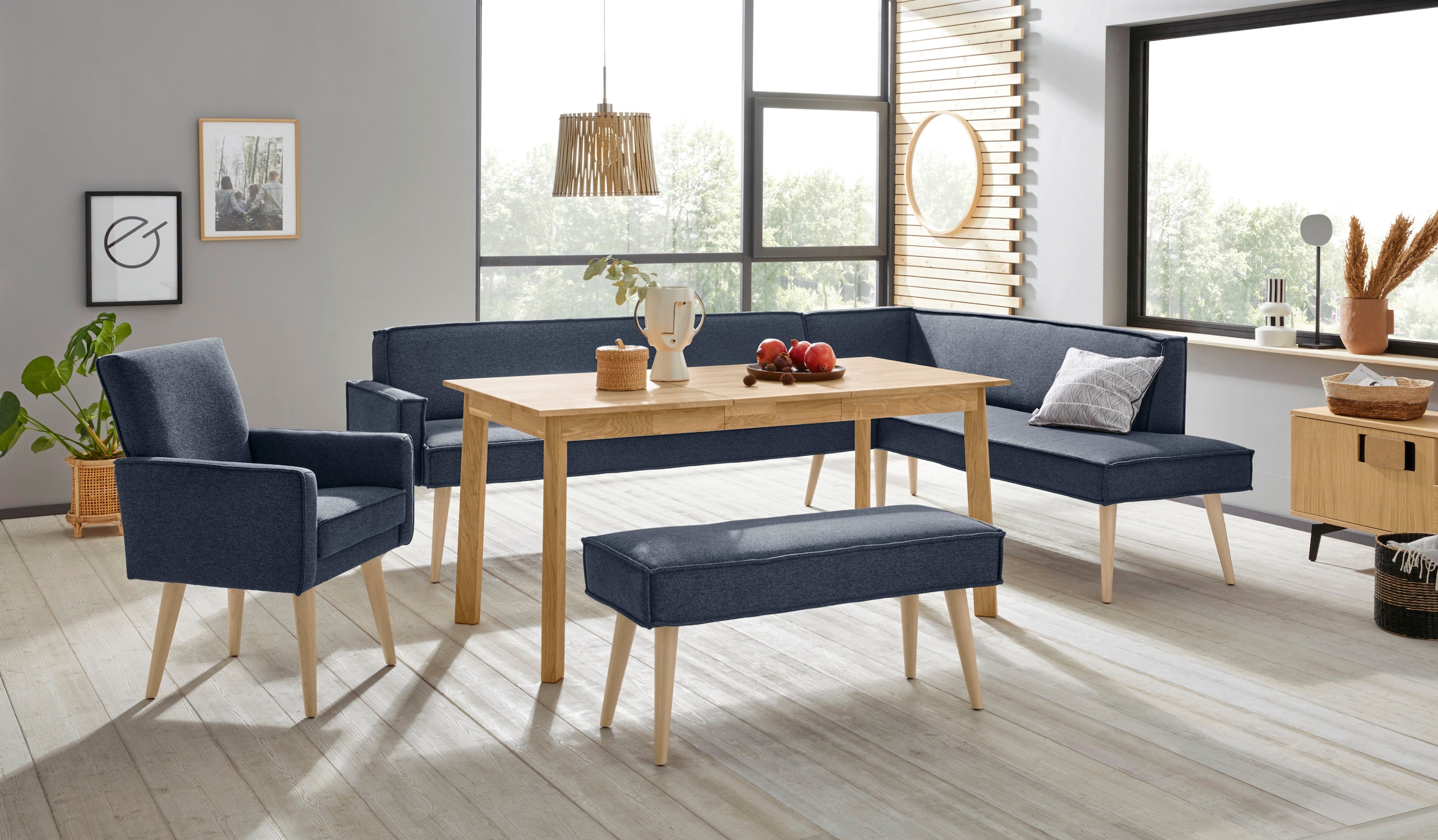 exxpo - sofa fashion Sessel »Lungo, Loungesessel mit moderner Kedernaht, bequem und elegant«, Breite 64 cm, hoher Holzfuß