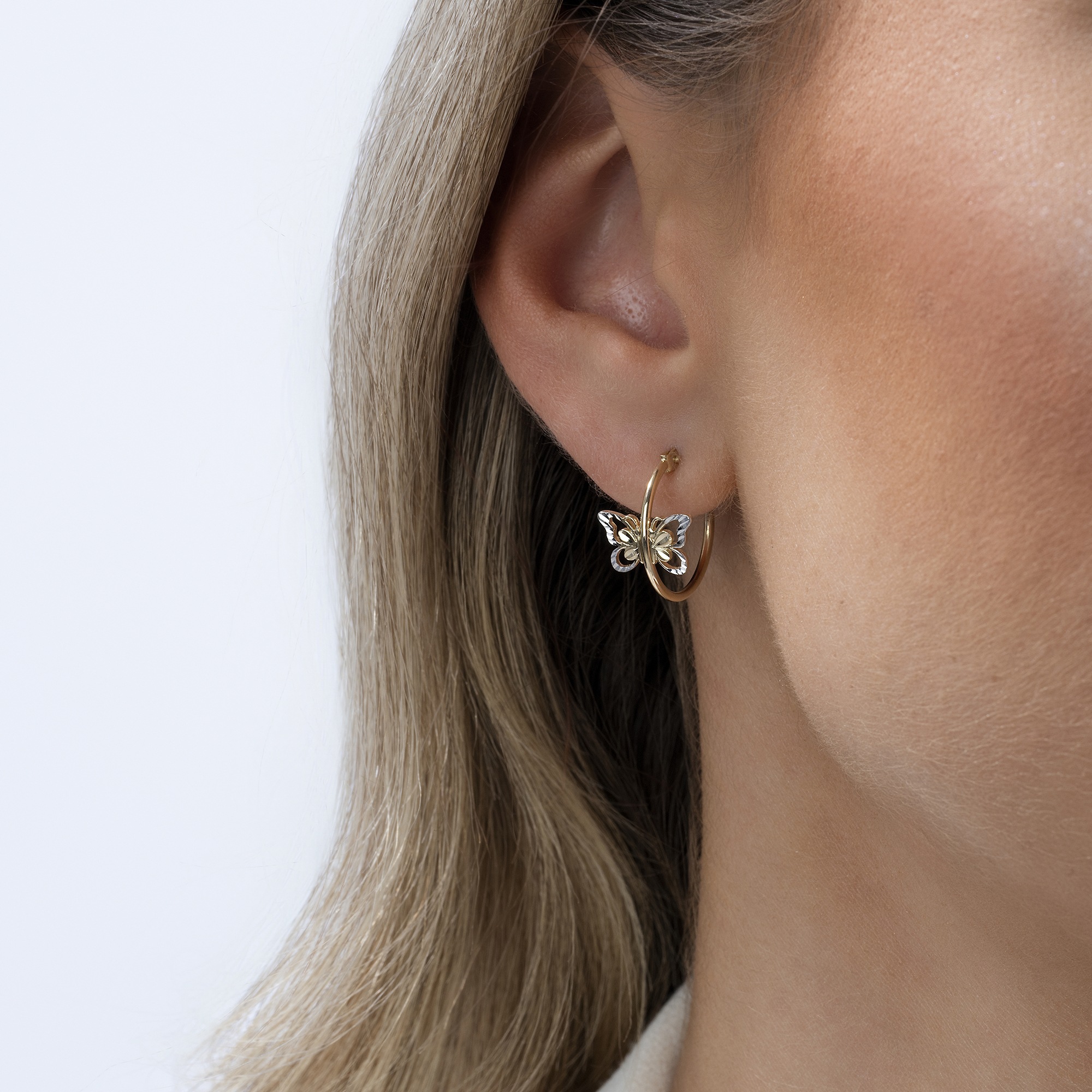 Fascination by Ellen K. Paar Creolen »Gold 585 zweifarbig mit Schmetterling-Motiv«