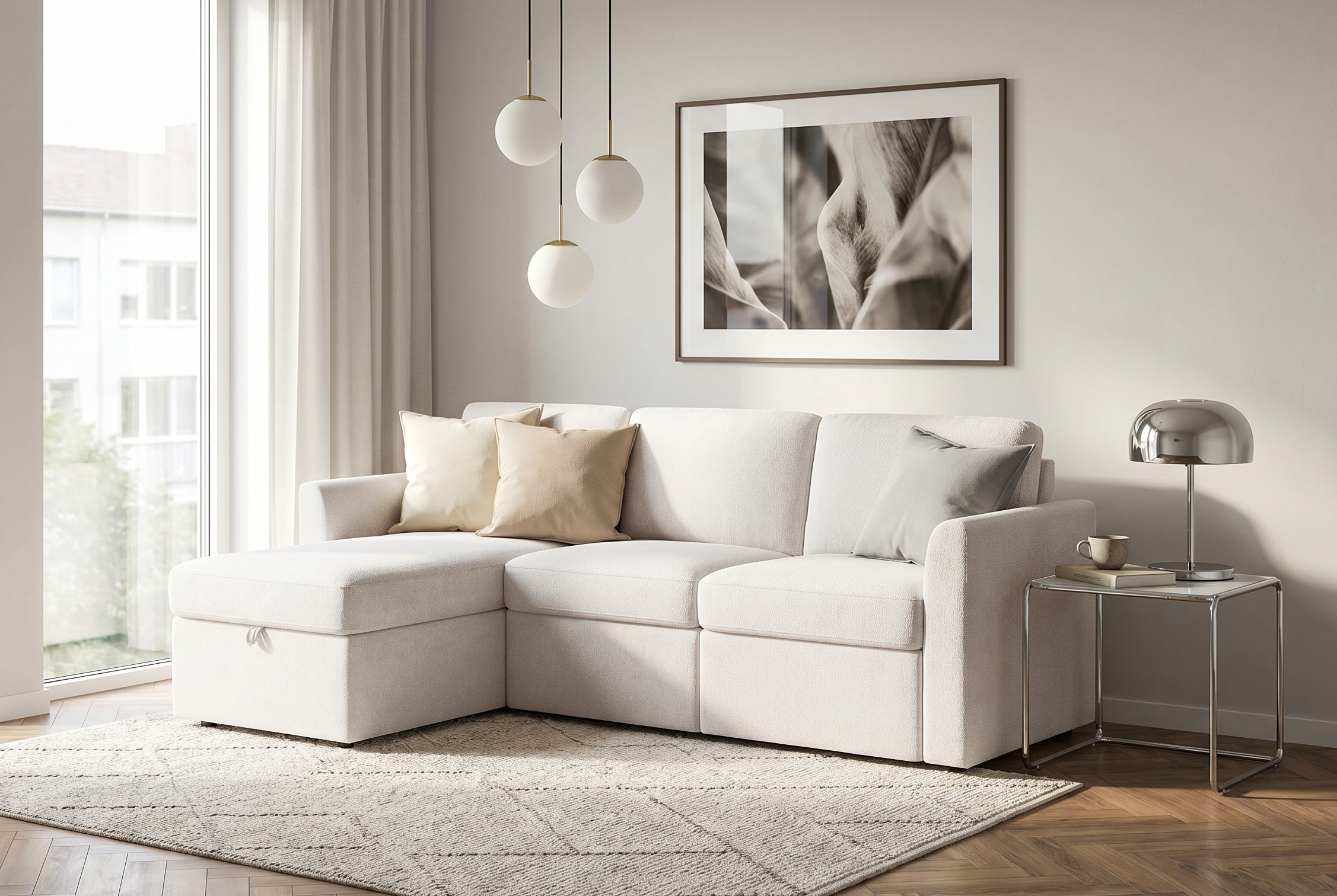 Dorel Home Ecksofa »NORDHUS, L-Form, 200 cm, Recamiere rechts/links montierbar« großer Stauraum, softer Cord und feiner Webstoff-Bezug