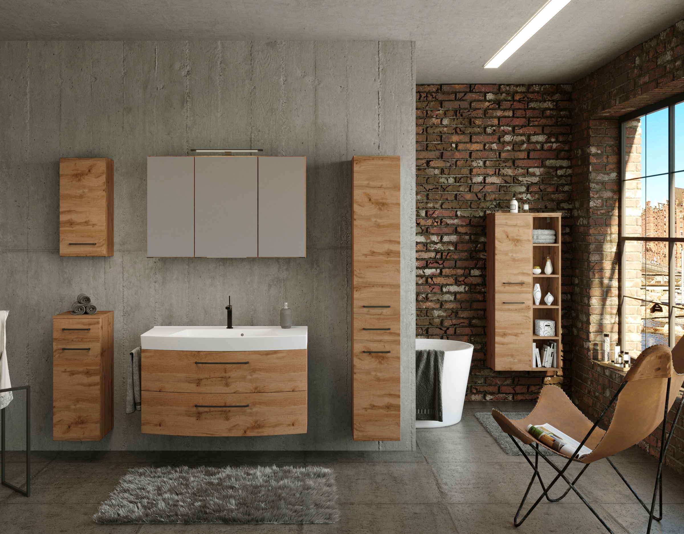 welltime Seitenschrank »Chicago«, Badmöbel, Schrank, Breite 30 cm, mit Softclose