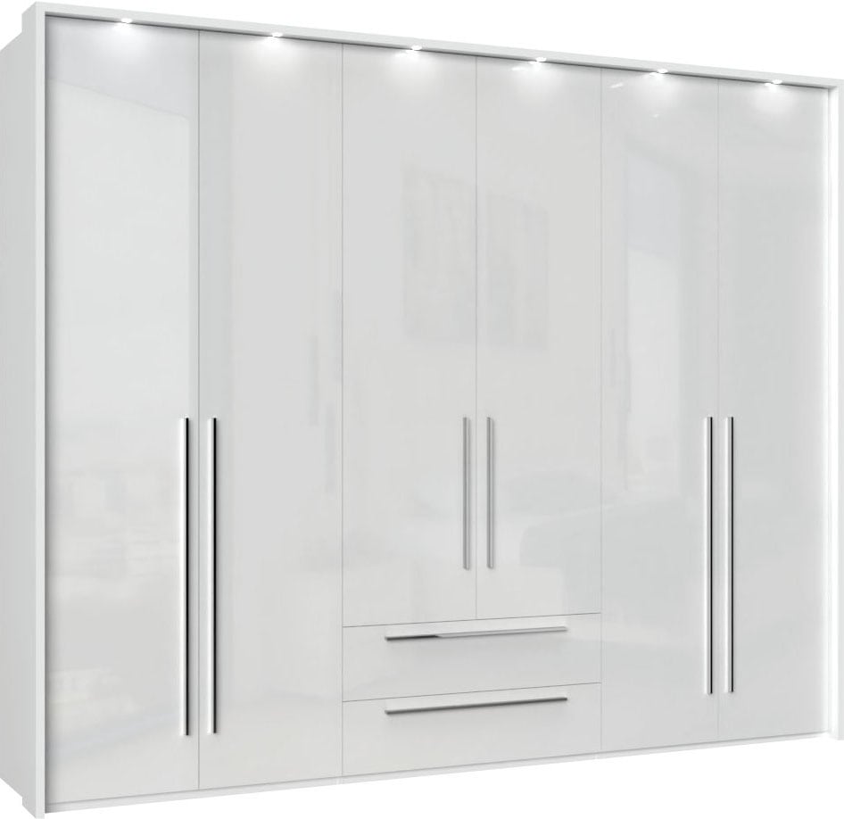 Places of Style Drehtürenschrank »Piano«, weiß, verschiedene Breiten mit 2 Schubladen, inklusive Beleuchtung