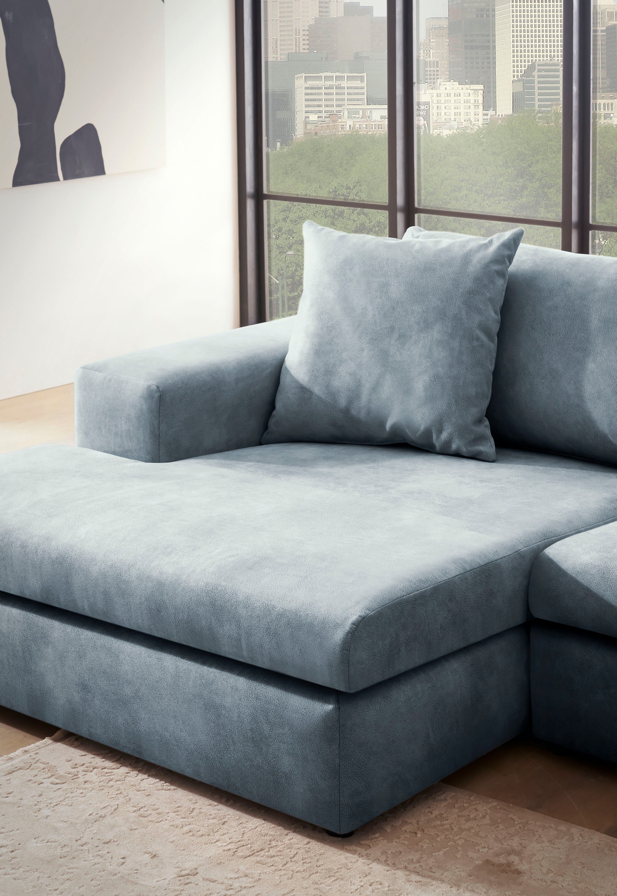 andas Ecksofa »SLEETLAND XXL in Samtvelours oder Vintage-Leder-Optik, L-Form,«, besonders groß und bequem