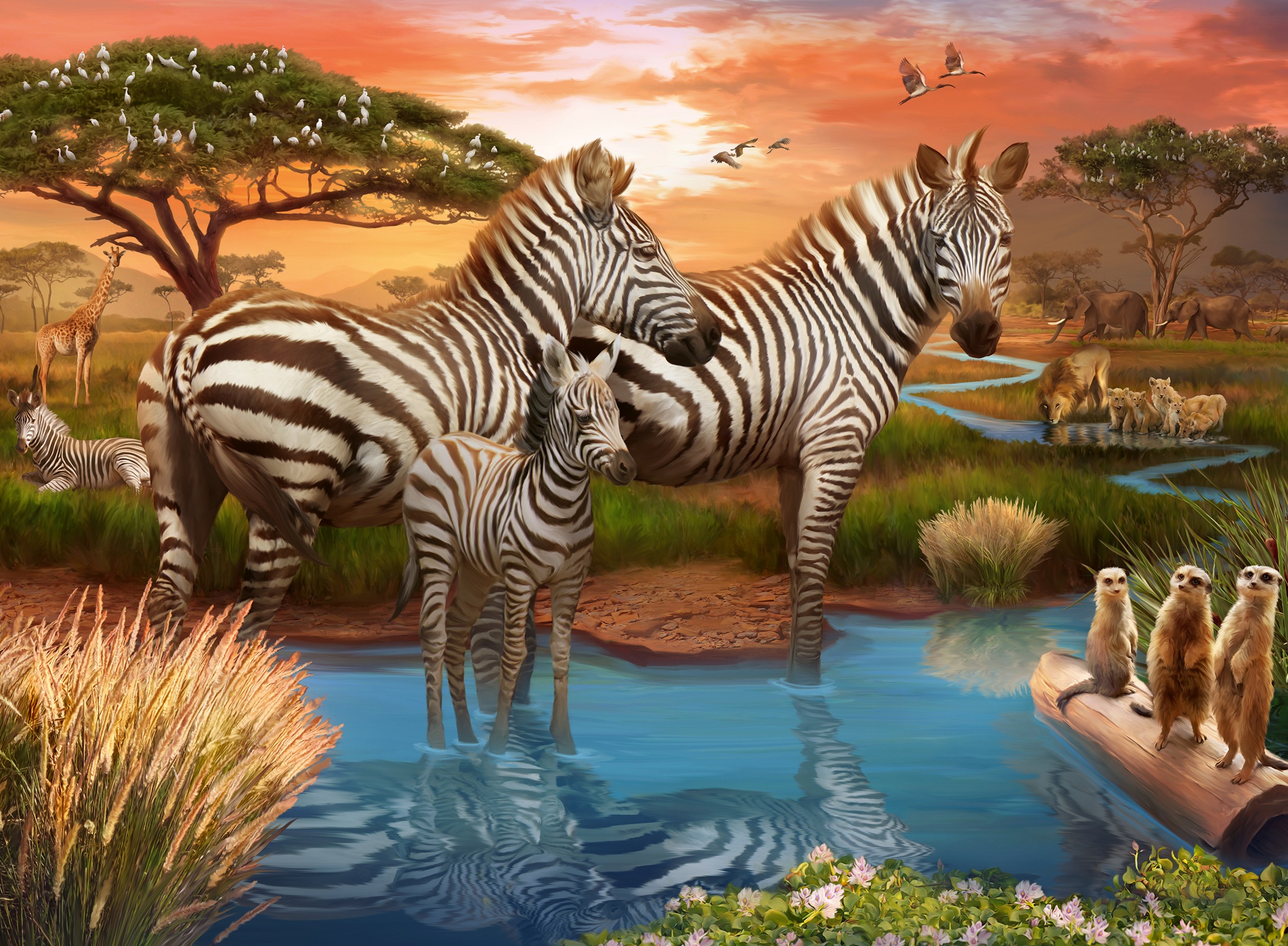 Ravensburger Puzzle »Zebras am Wasserloch«, Made in Germany