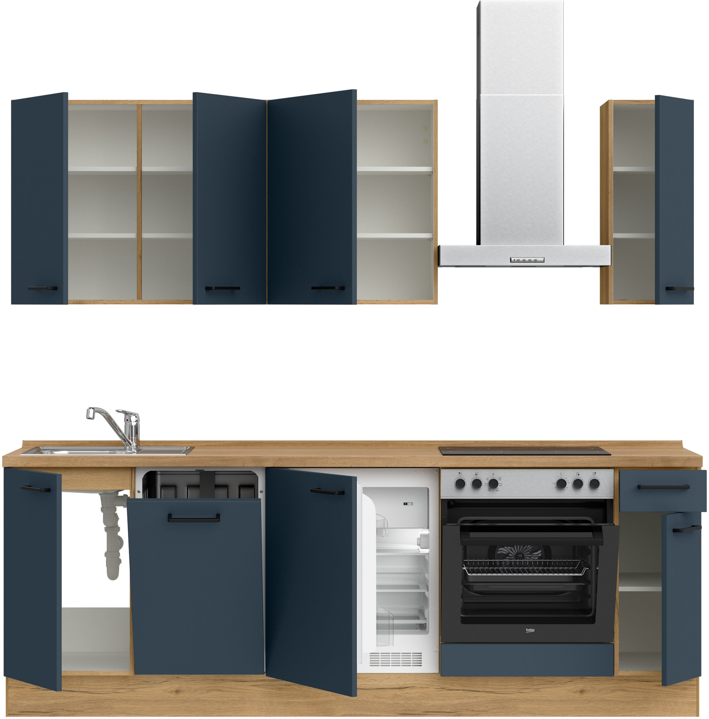 nobilia® Küchenzeile »"Easytouch I"«, vormontiert, Ausrichtung wählbar, Breite 240 cm, wahlw. mit E-Geräten
