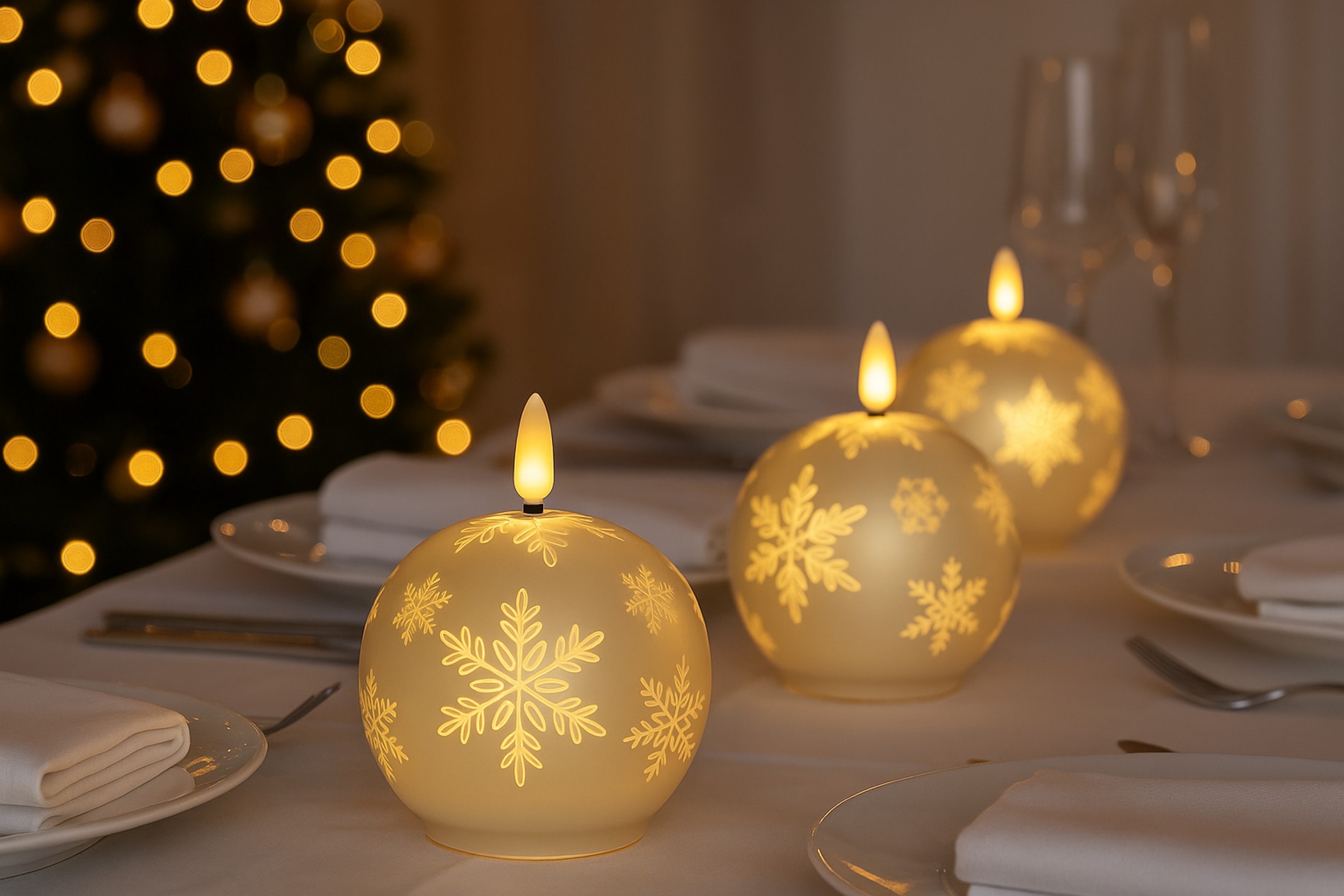 I.GE.A. LED-Kerze »Kugel-Kerze A« aus Glas batteriebetrieben mit Timer Adventskranz Adventskerzen