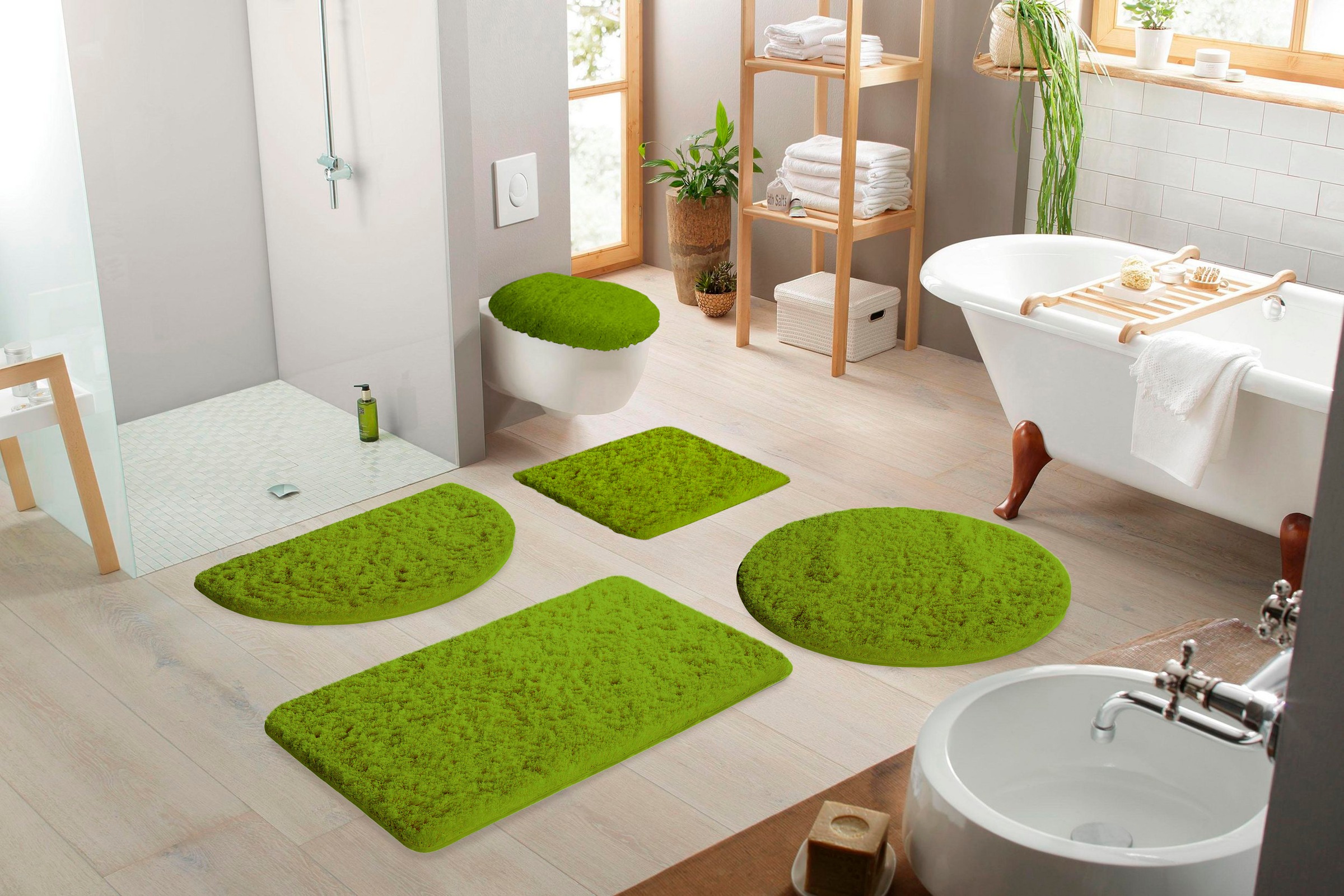 Möve Badematte »Superwuschel, Badvorleger, Badezimmer Teppich«, rutschhemmend beschichtet, strapazierfähig-schnell trocknend-fußbodenheizungsgeeignet, Mikrofaser-Badematte, Badteppich, rechteckig, rund & als 3-tlg. Set