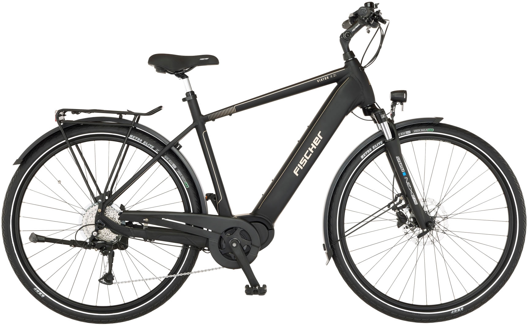 FISCHER Fahrrad E-Bike »VIATOR 4.2i 711 55«, 9 Gang, Shimano, Acera, Mittelmotor 250 W, (mit Faltschloss), Pedelec, Elektrofahrrad für Damen u. Herren