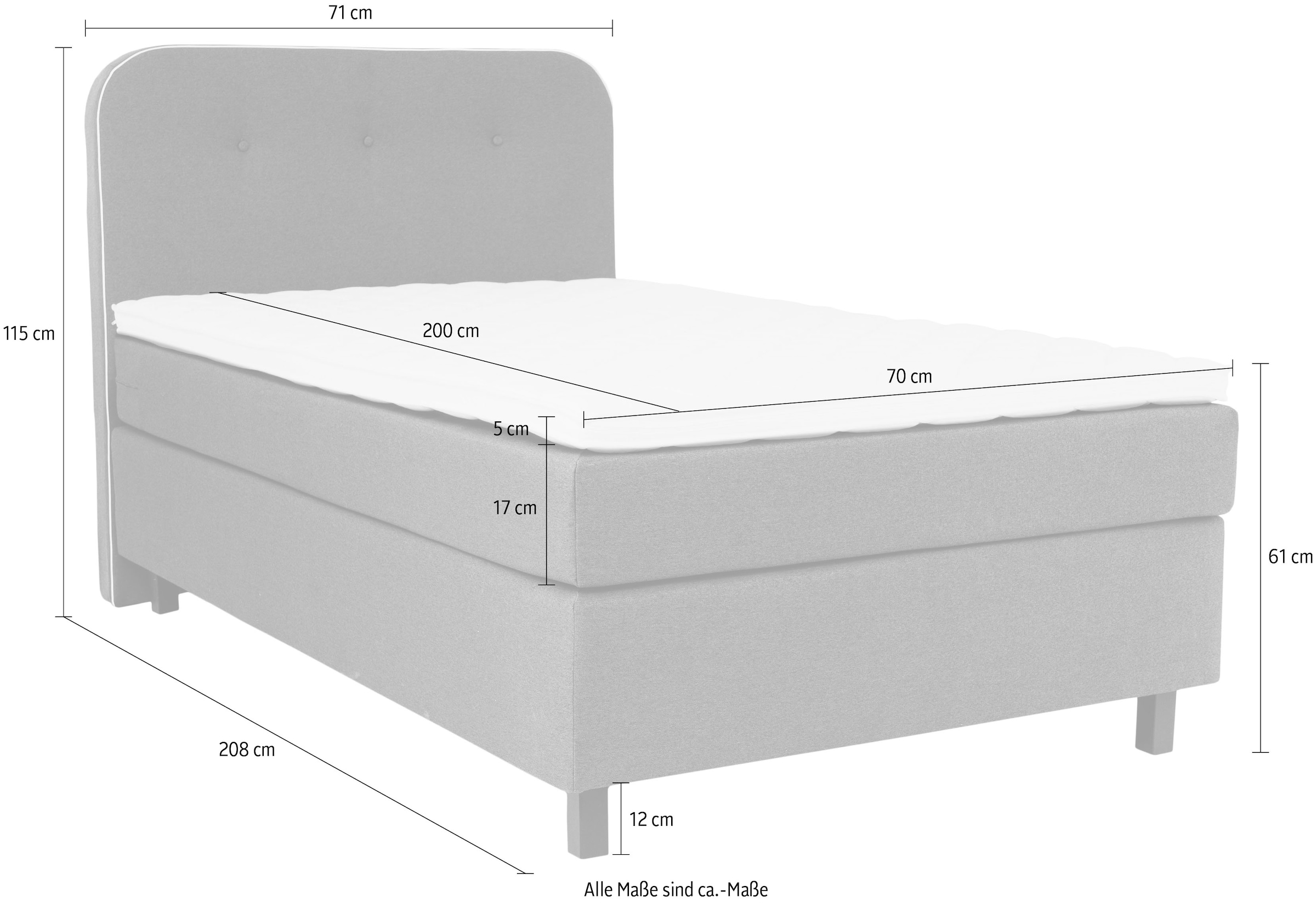 6. Bild von Places of Style Boxspringbett »Marausa«, mit Taschen-Federkernmatratze, mit dekorativer Kedernaht