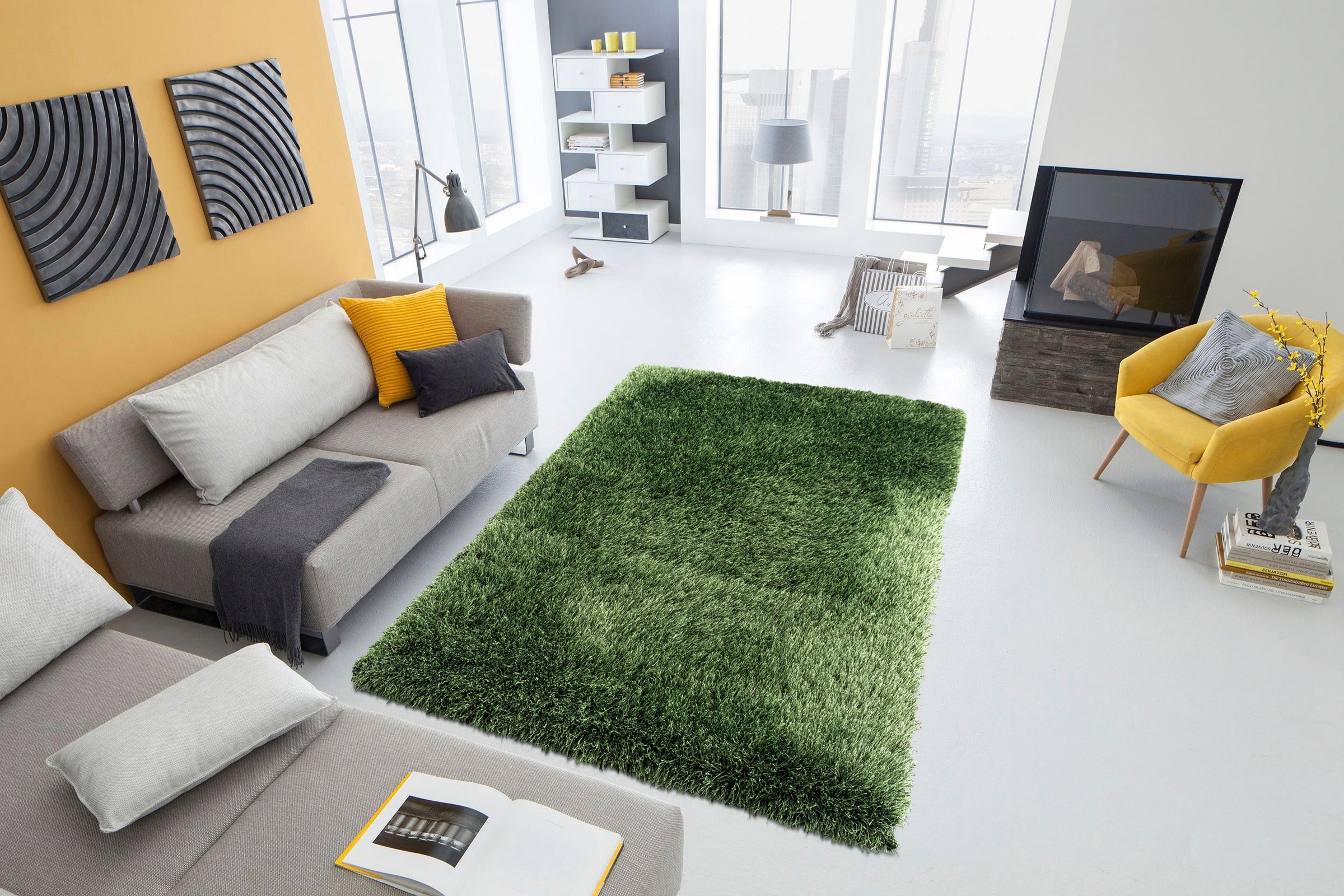 my home Hochflor-Teppich »Amadeo«, rechteckig, 73 mm Höhe, besonders langer Flor, einfarbig