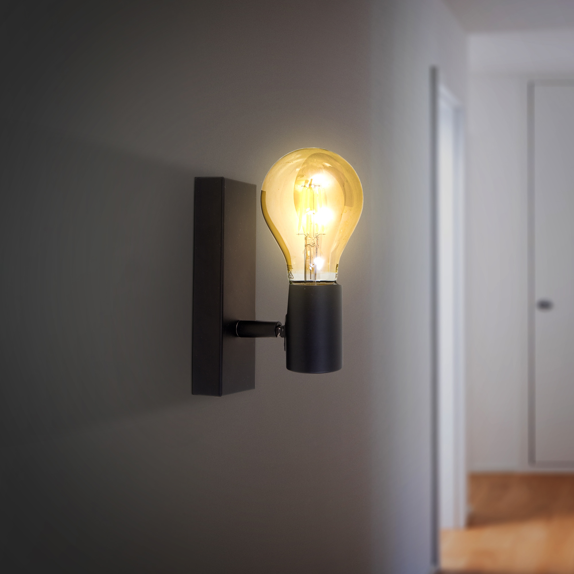 B.K.Licht LED Wandleuchte, 1 flammig-flammig, Retro Wandlampe Vintage Wandspot matt Industrie Wohnzimmer Flur E27