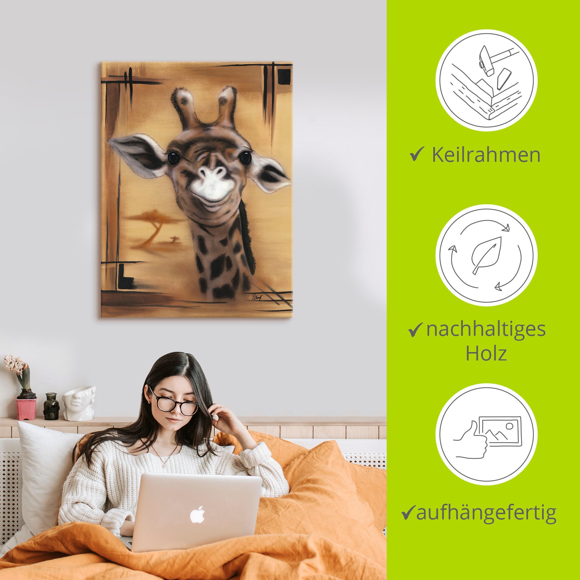 Artland Wandbild »Giraffe«, Giraffen Bilder, (1 St.), als Alubild, Outdoorbild, Leinwandbild in verschied. Größen