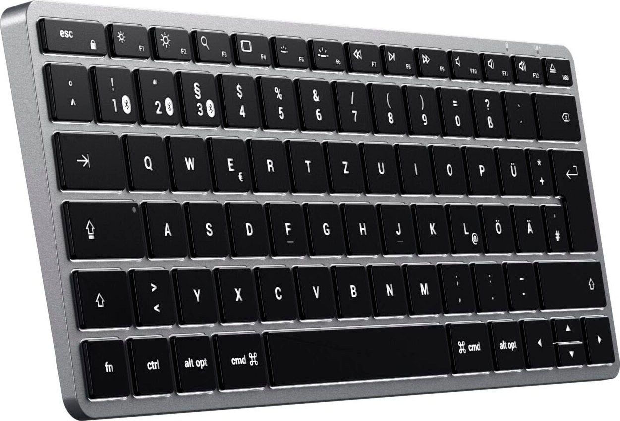 Satechi Tastatur »Slim X1 Bluetooth Keyboard-DE (German)«, (Multimedia-Tasten-USB-Anschluss-iOS Sondertasten-Funktionstasten)