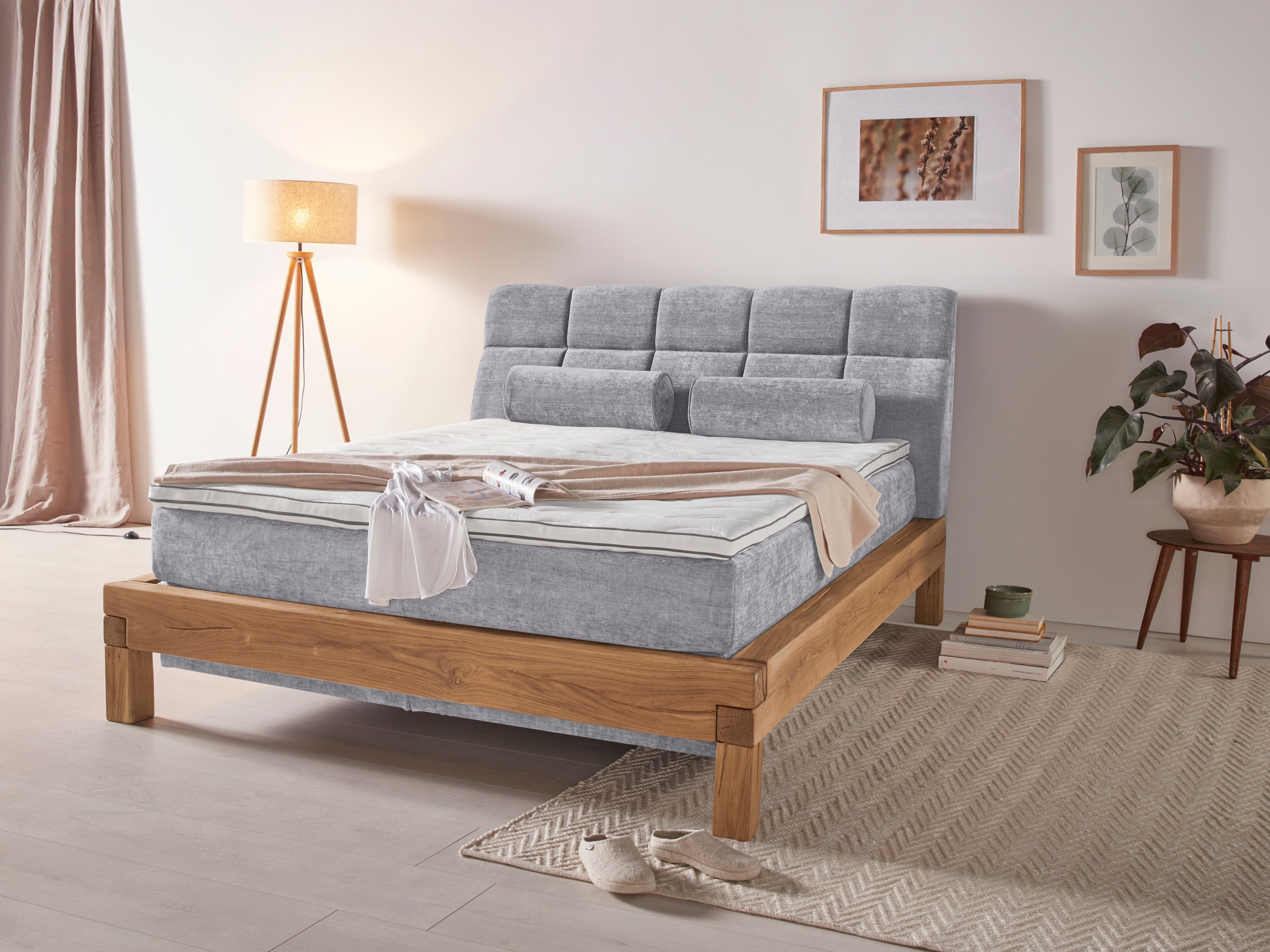 Home affaire Boxspringbett »Villads«, Liegefläche: 160/200 cm aus Balkeneiche, Inside-Boxspring-Unterbau