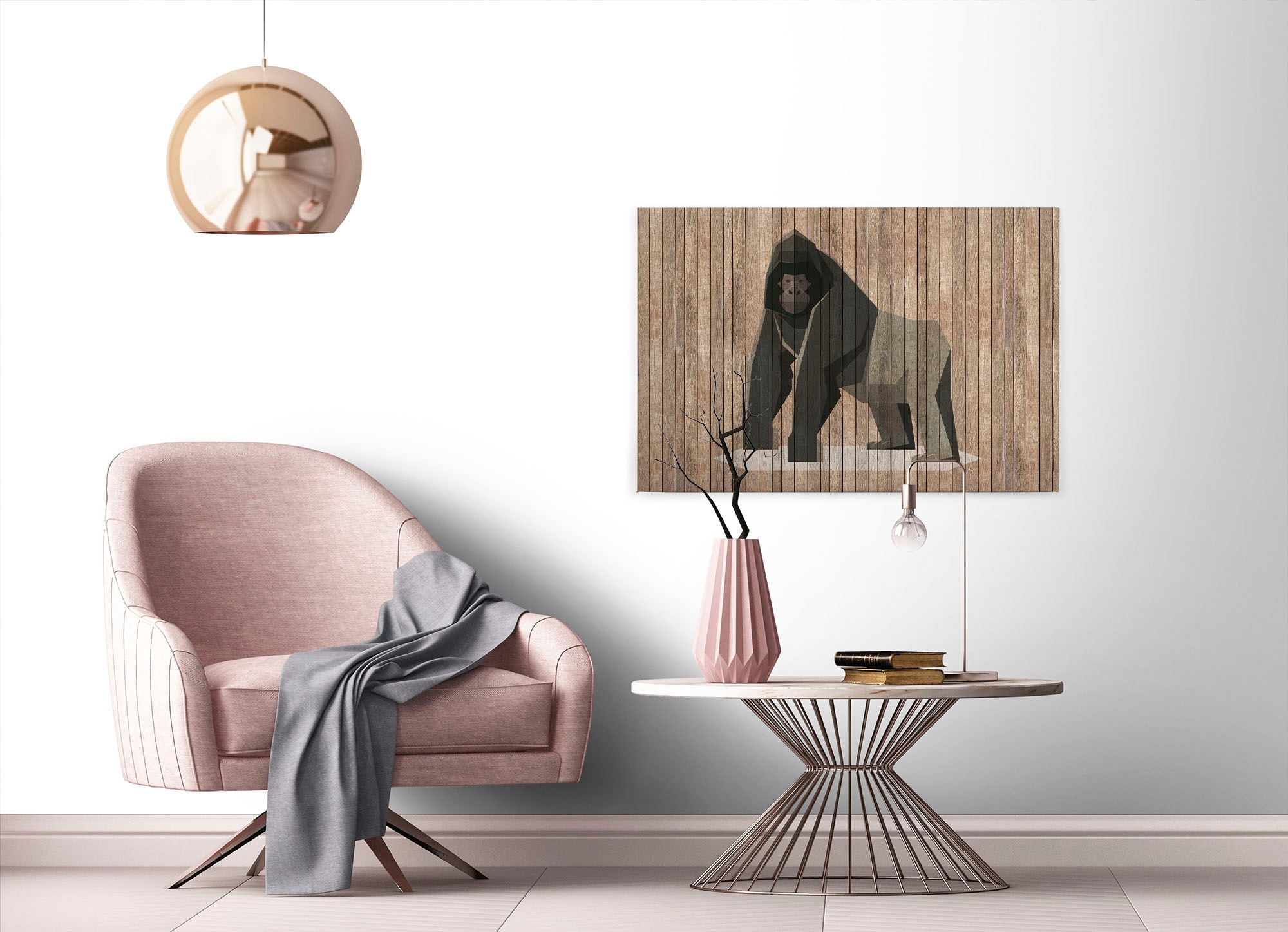 A.S. Création Leinwandbild »born to be wild 3«, Kunst-Tiere-Kinder, (1 St.), Keilrahmen Holzoptik Gorilla Tiere Leinwand-Bild Wohnzimmer modern