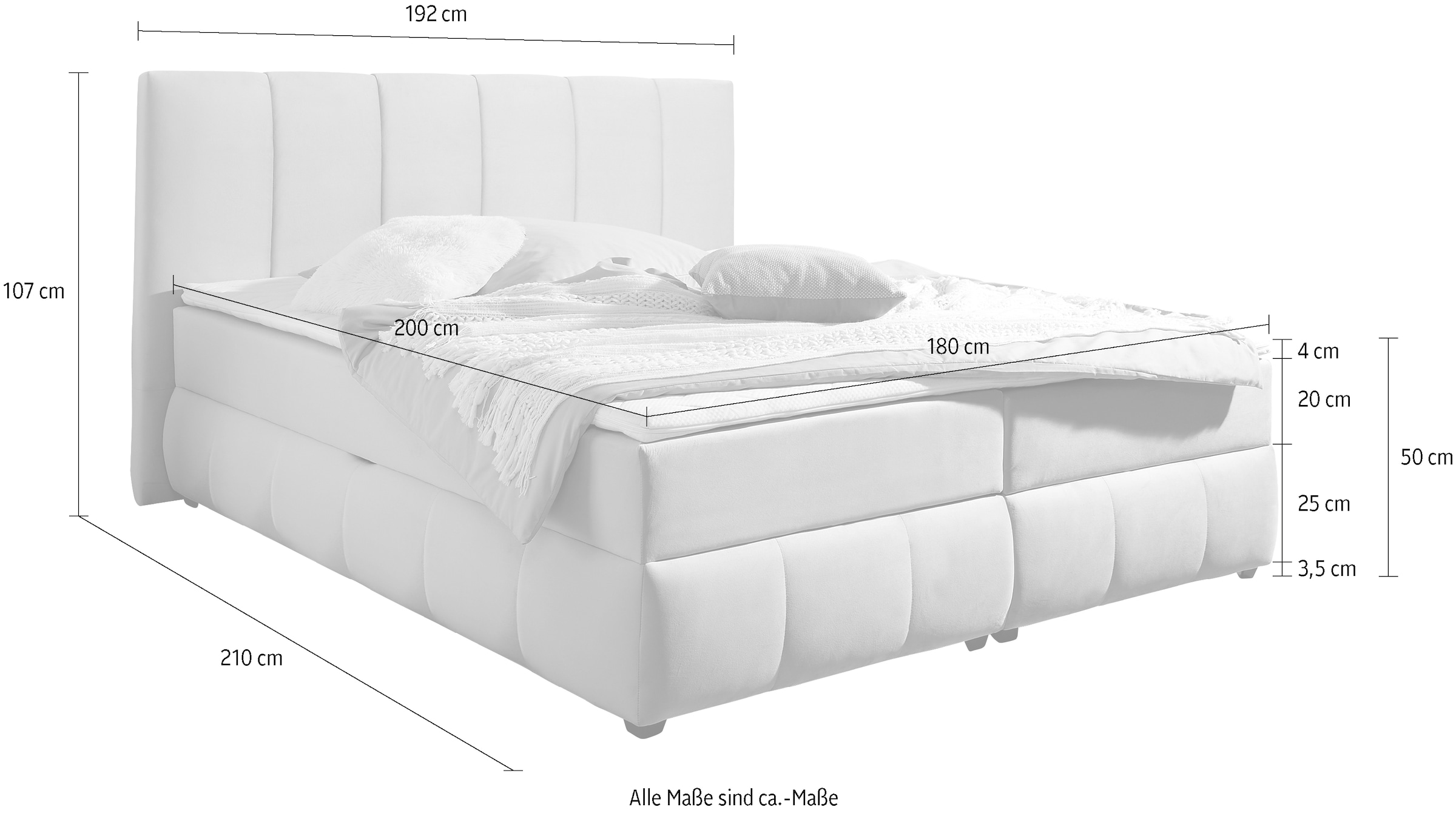 INOSIGN Boxbett »Hartley«, Inkl. Bettkasten & Topper, wählbar in H2, H3 o. H4