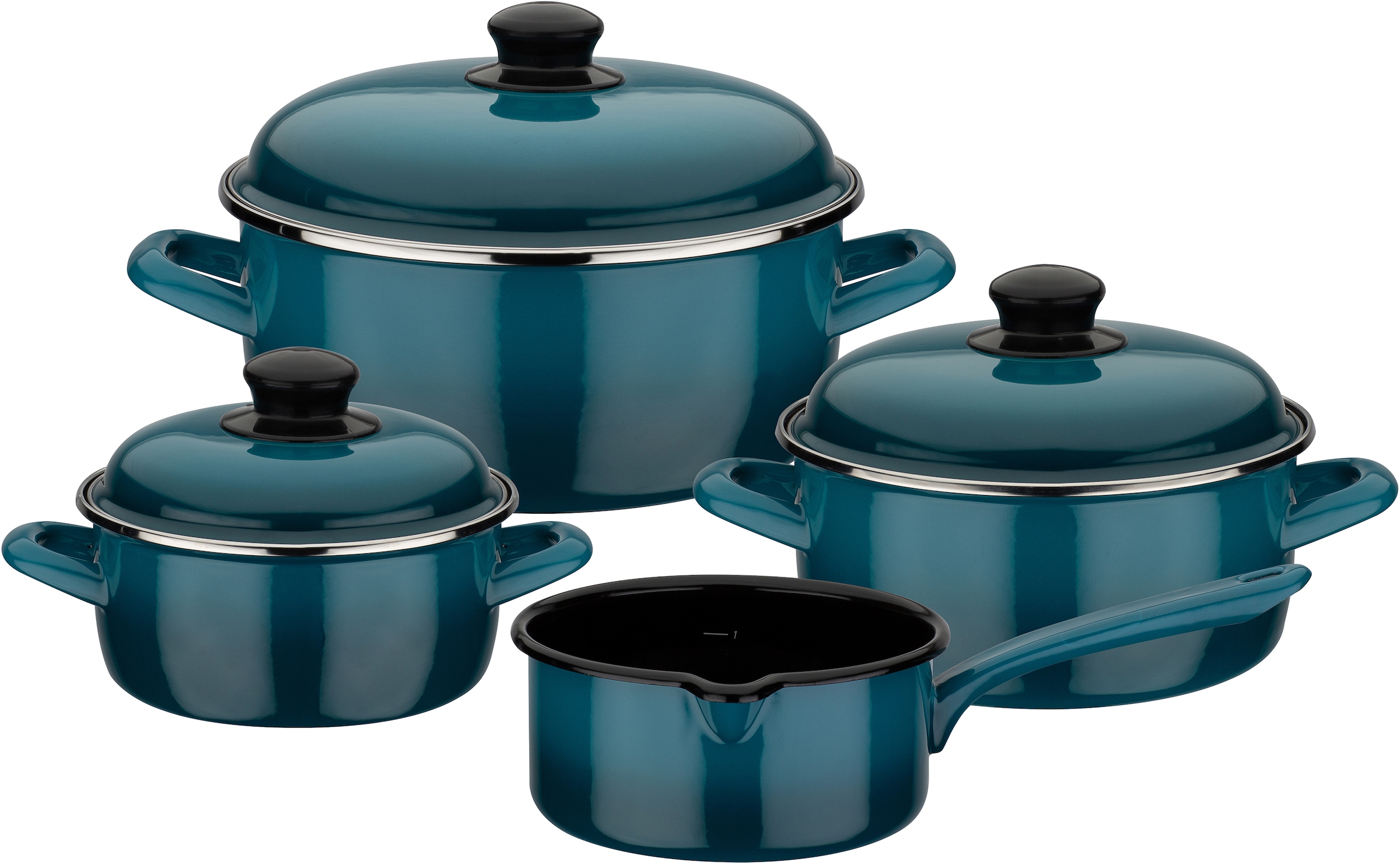 GSW Topf-Set »Blue Shadow«, Emaille, (Set, 7 tlg., je 1 Kochtopf 16/20/24 c günstig online kaufen