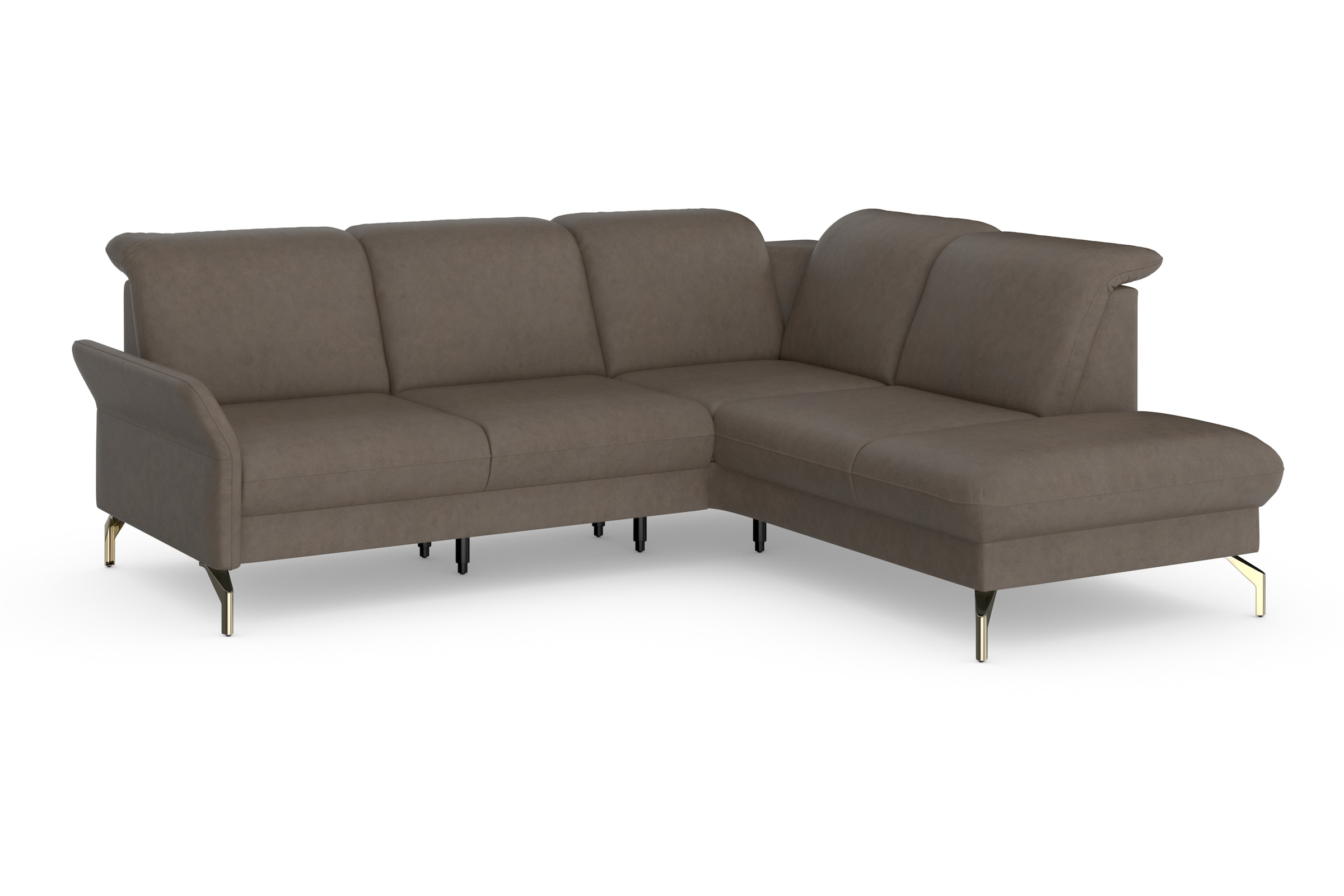 sit&more Ecksofa »Fashion L-Form«, wahlweise mit Kopfteilverstellung, Vorziehsitz, motorisch, Nickelfüße