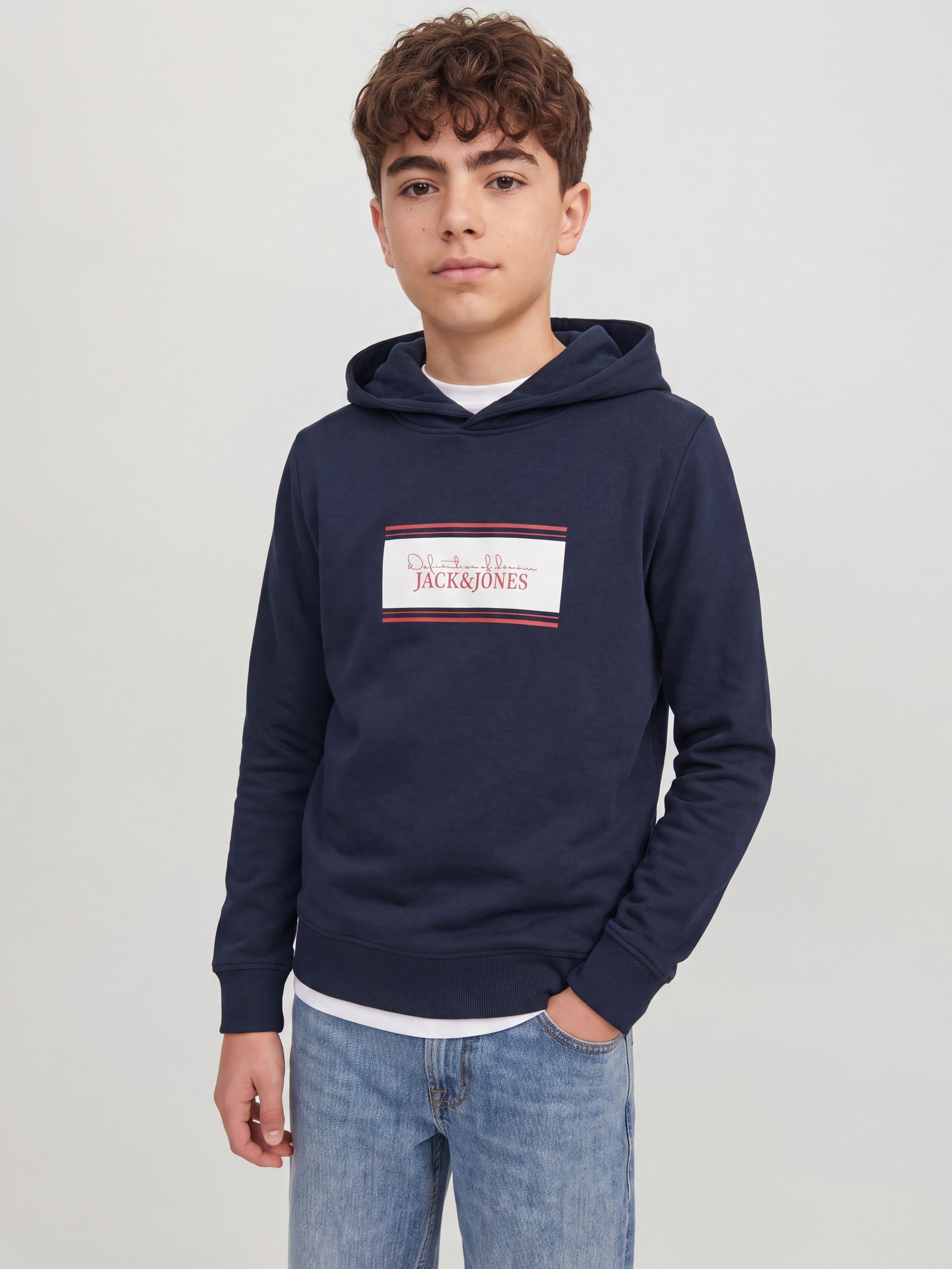 Jack & Jones Junior Kapuzensweatshirt »JJBUSTER SWEAT HOOD BTS SN JNR«, Baumwollmischung, regular fit
