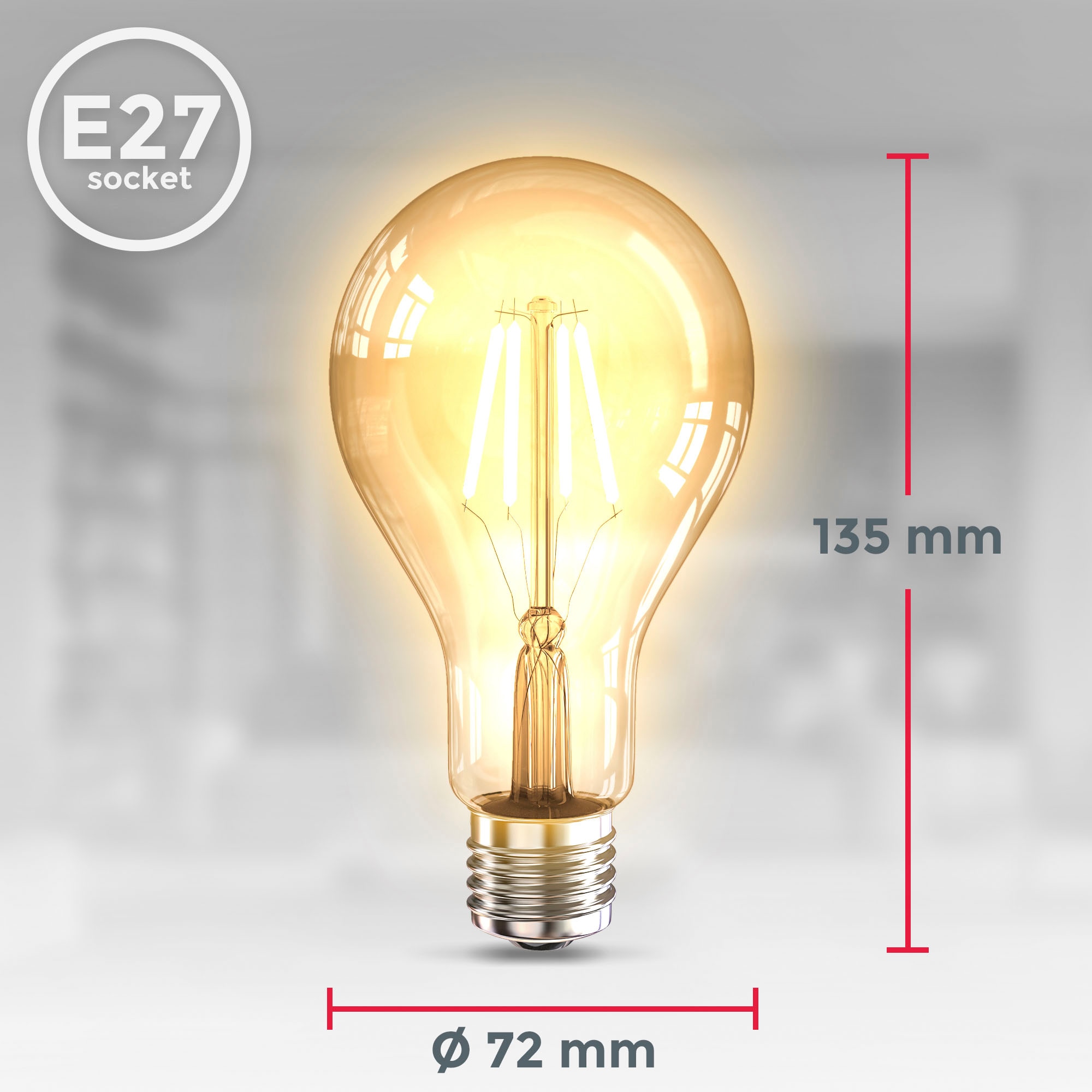 B.K.Licht LED-Leuchtmittel »BK_LM1404 LED Leuchtmittel 2er Set E27 A75«, E27, 2 St., Warmweiß, 2.200 K Edison Vintage Glühbirne Filament