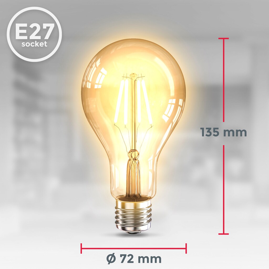 B.K.Licht LED-Leuchtmittel »BK_LM1404 LED Leuchtmittel 2er Set E27 A75«, E27, 2 St., Warmweiß