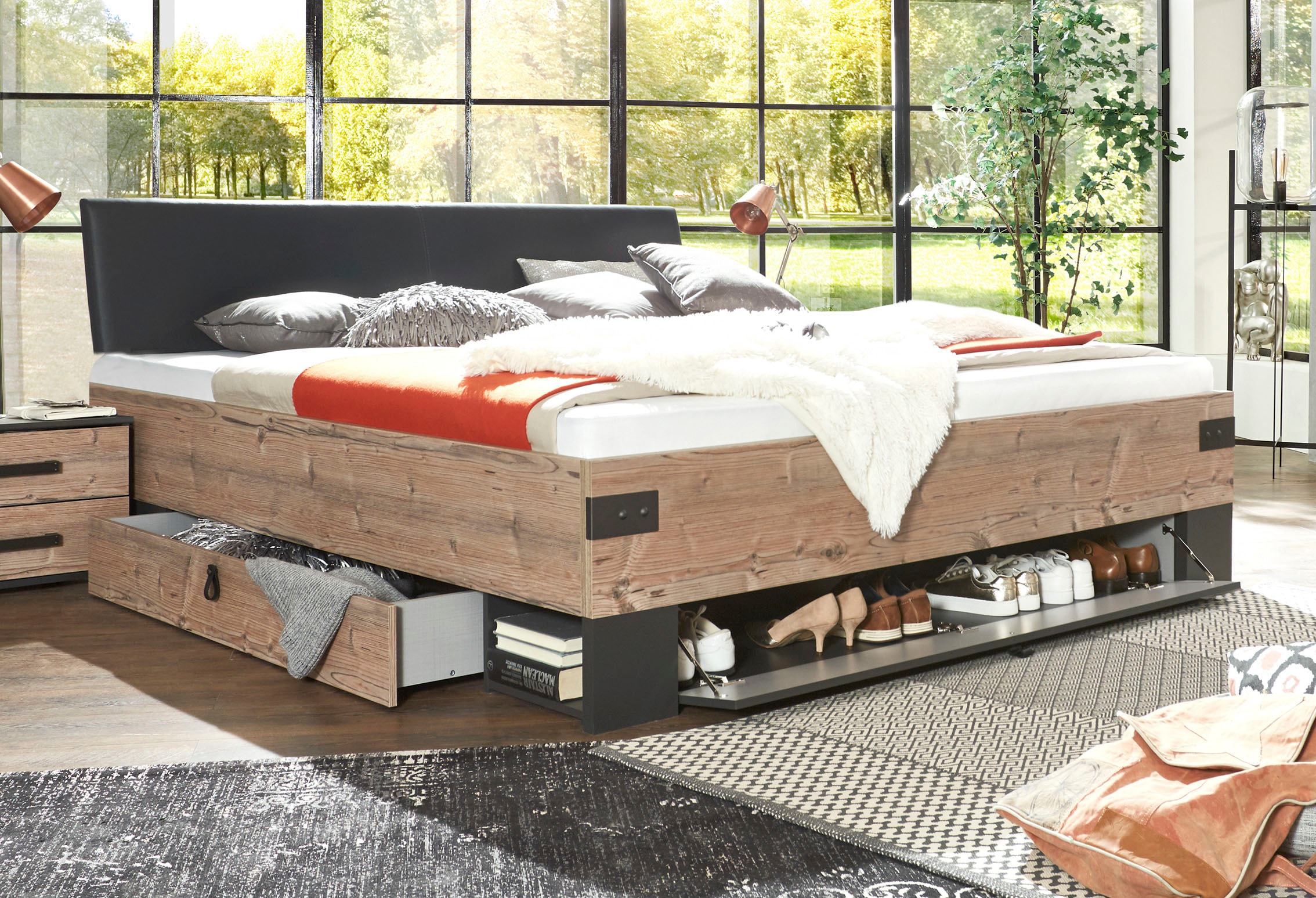 Wimex Schlafzimmer-Set »Stockholm, rustikaler Look im Industrial Design«, (Set), 6-teilig
