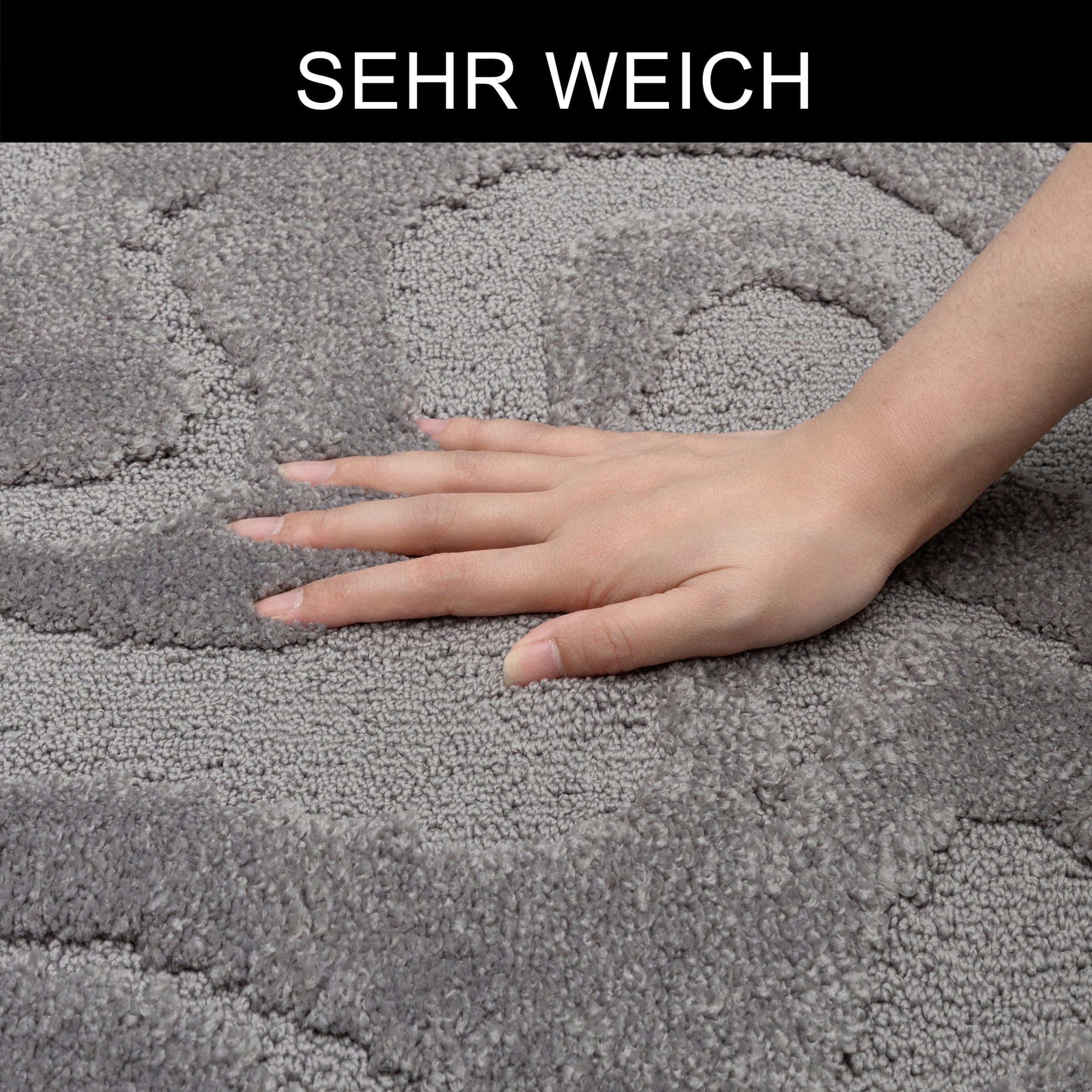 OTTO home Badematte »Wave, Badvorleger, Badezimmer Teppich« Höhe 10 mm rutschhemmend beschichtet fußbodenheizungsgeeignet | schnell trocknend Hoch-Tief-Effekt, modernes Muster, Welle, Badteppich, Duschvorleger