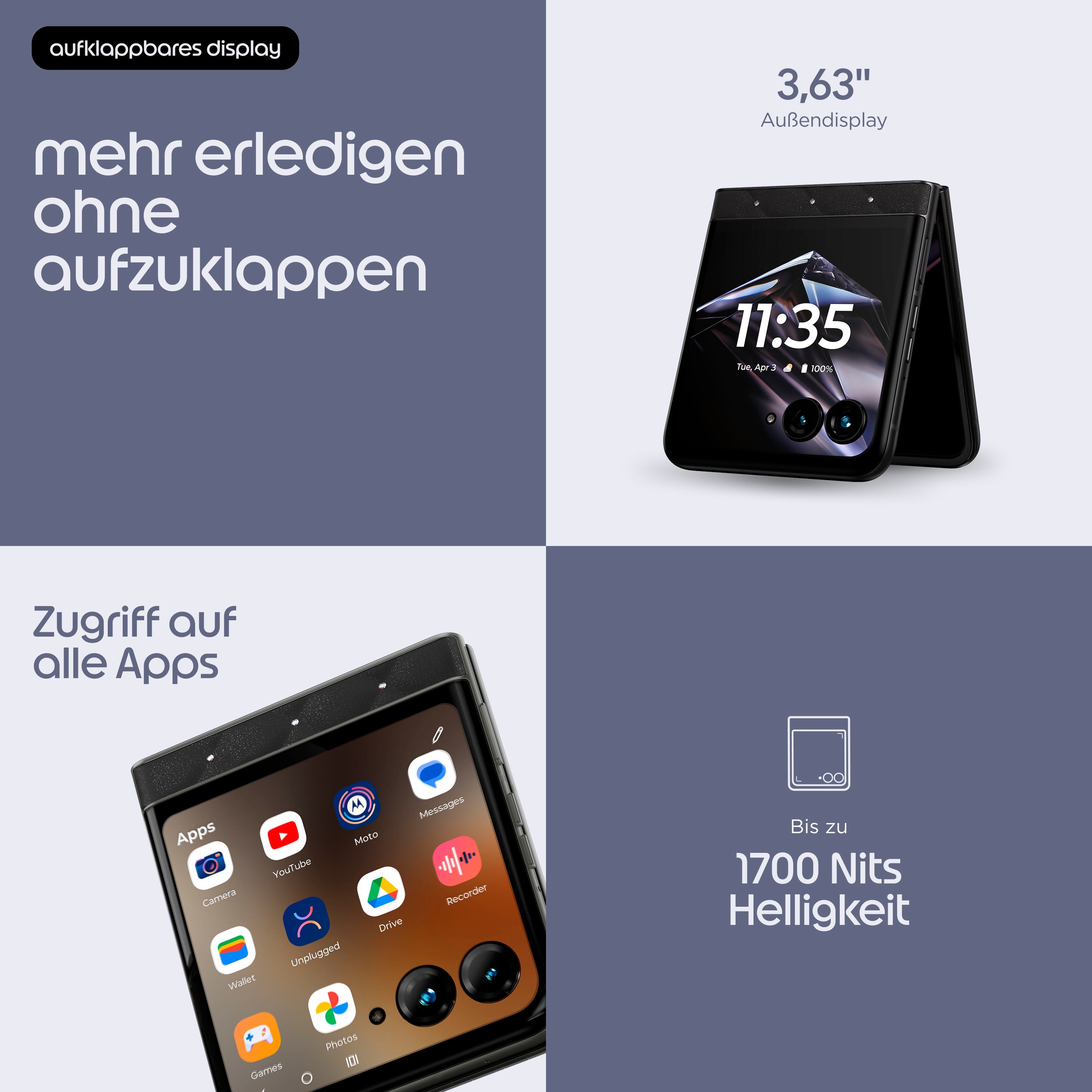 Motorola Smartphone »razr 70 256GB Swarovski Edition« PANTONE® Meteorite
