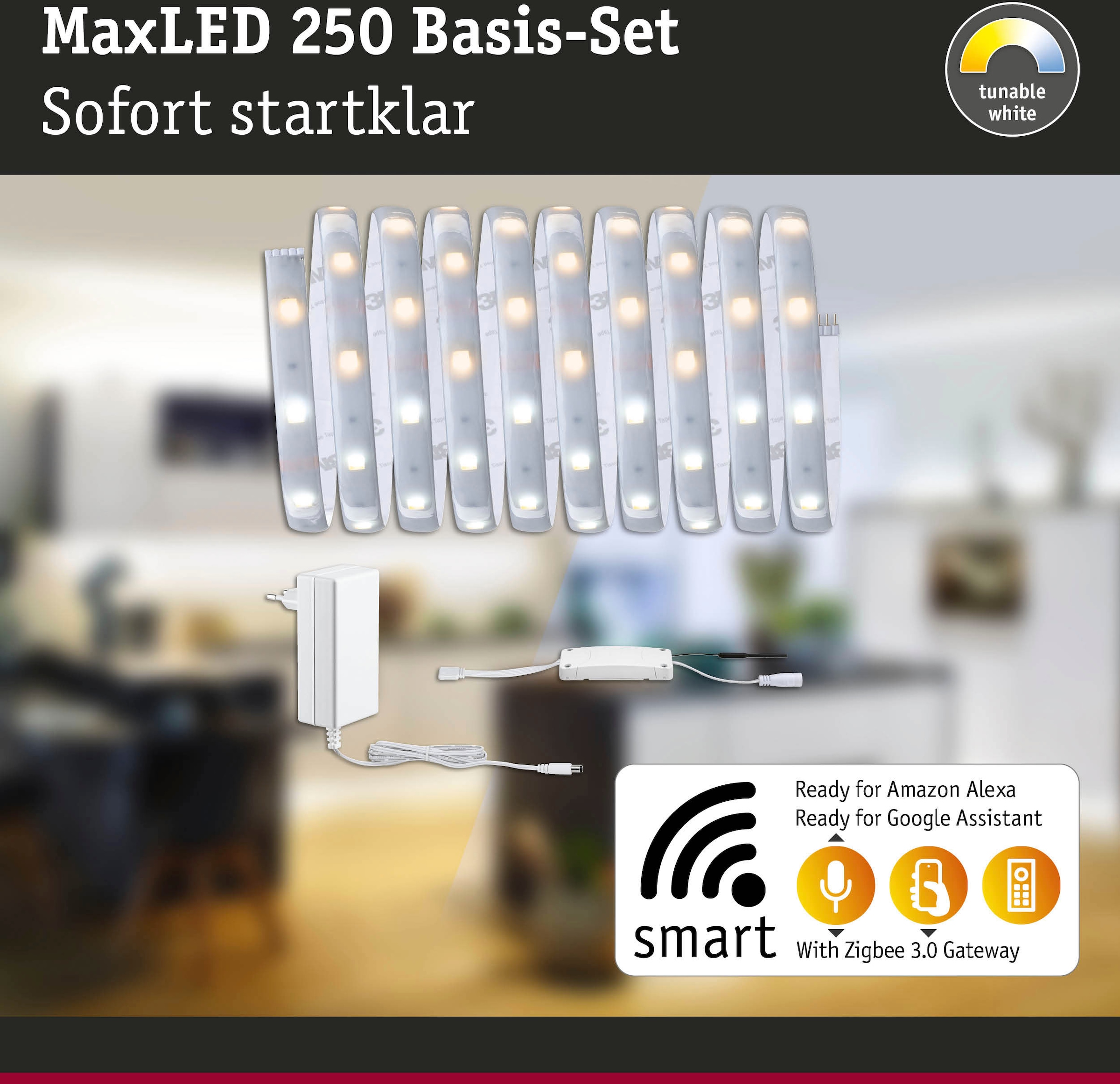 Paulmann LED-Streifen »MaxLED 250 Basisset Smart Home Zigbee IP44 12W 810 810lm«, 1 St.-flammig, 3m, Tunable White, beschichtet