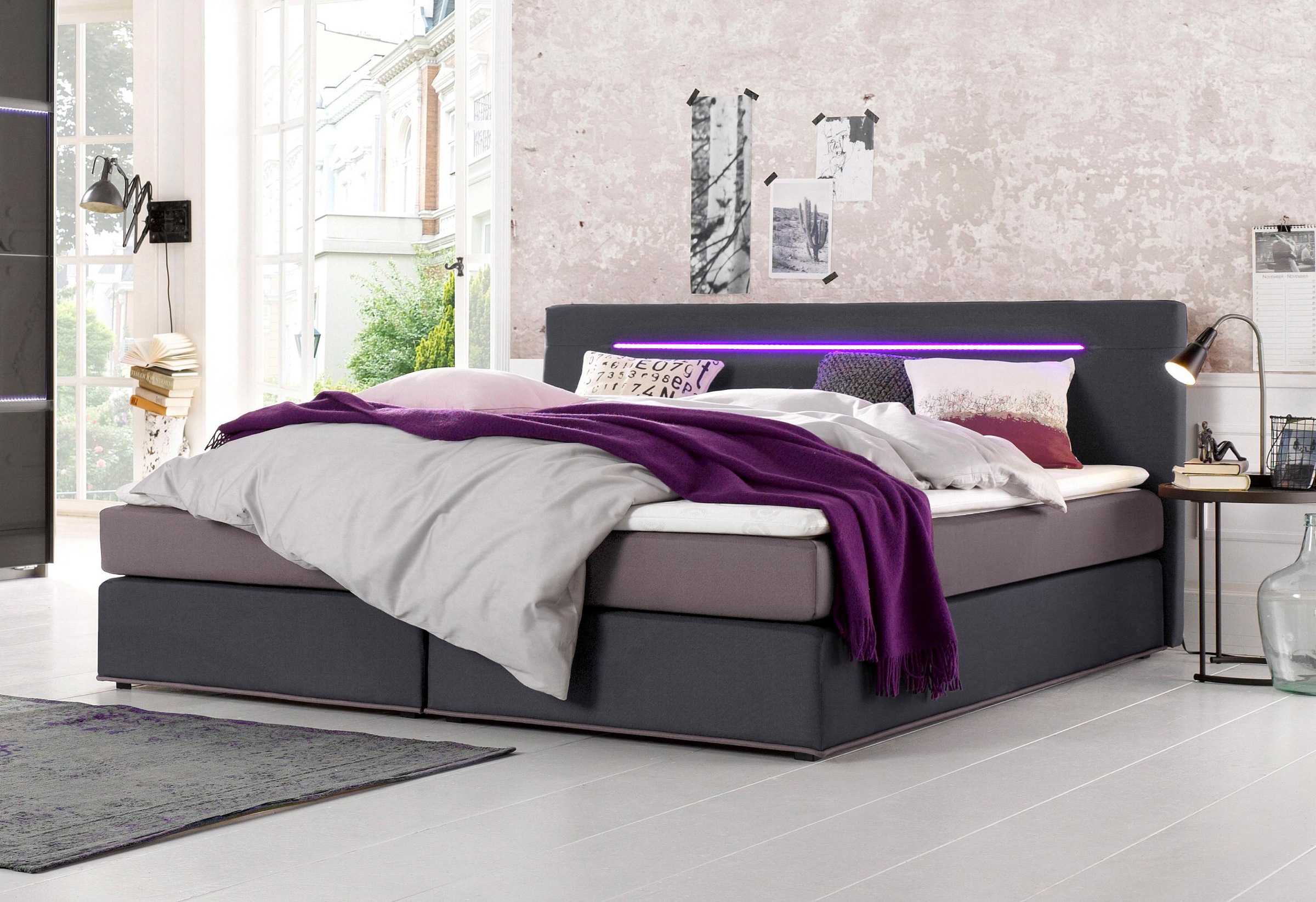 Bild von COLLECTION AB Boxspringbett, inkl. LED-Beleuchtung mit Farbwechsel und Topper