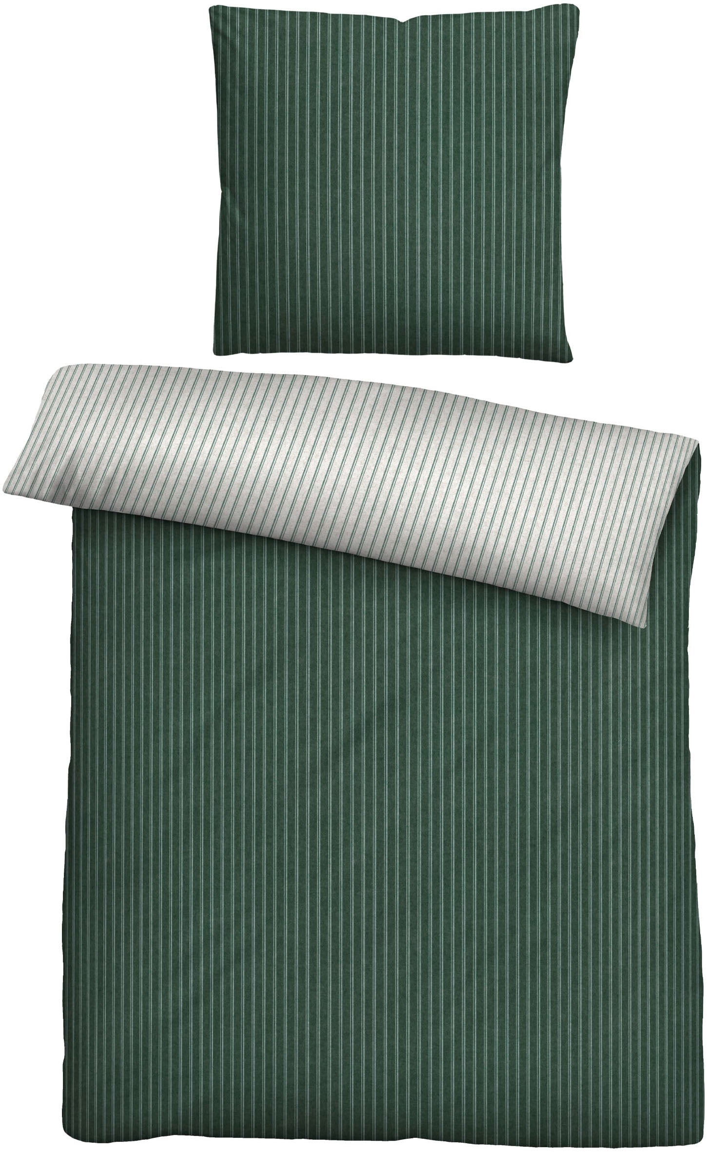 Biberna Wendebettwäsche »Tillmann« 2 Stk. kuschelig warm im Winter, gestreifte Bettwäsche mit Wendeoptik