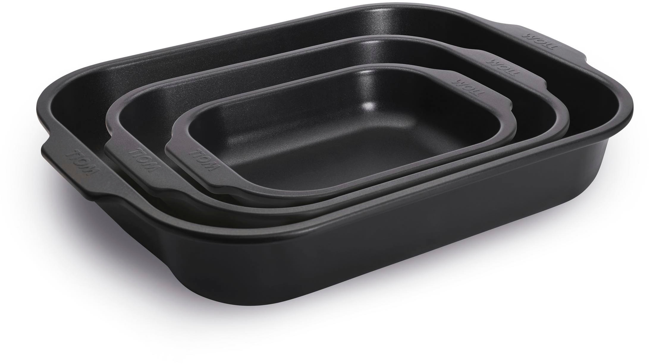 WOLL Auflaufform »Roast it! Bratreinen 3er Set« Aluminium 3 Stk. tlg. PFAS-frei schwarz