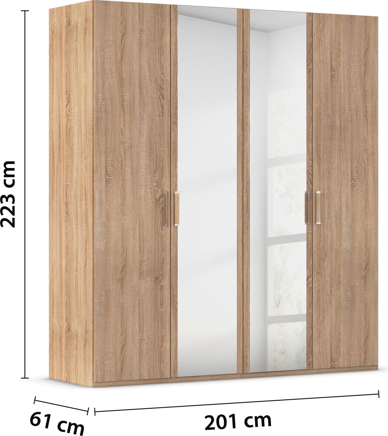 rauch Drehtürenschrank »Kleiderschrank Schrank Garderobe Schlafzimmerschrank EVELYN«, (in 2 Höhen 197 oder 210 cm erhältlich), in elegantem Stil, viel Stauraum 3 Breiten und 2 Höhen MADE IN GERMANY