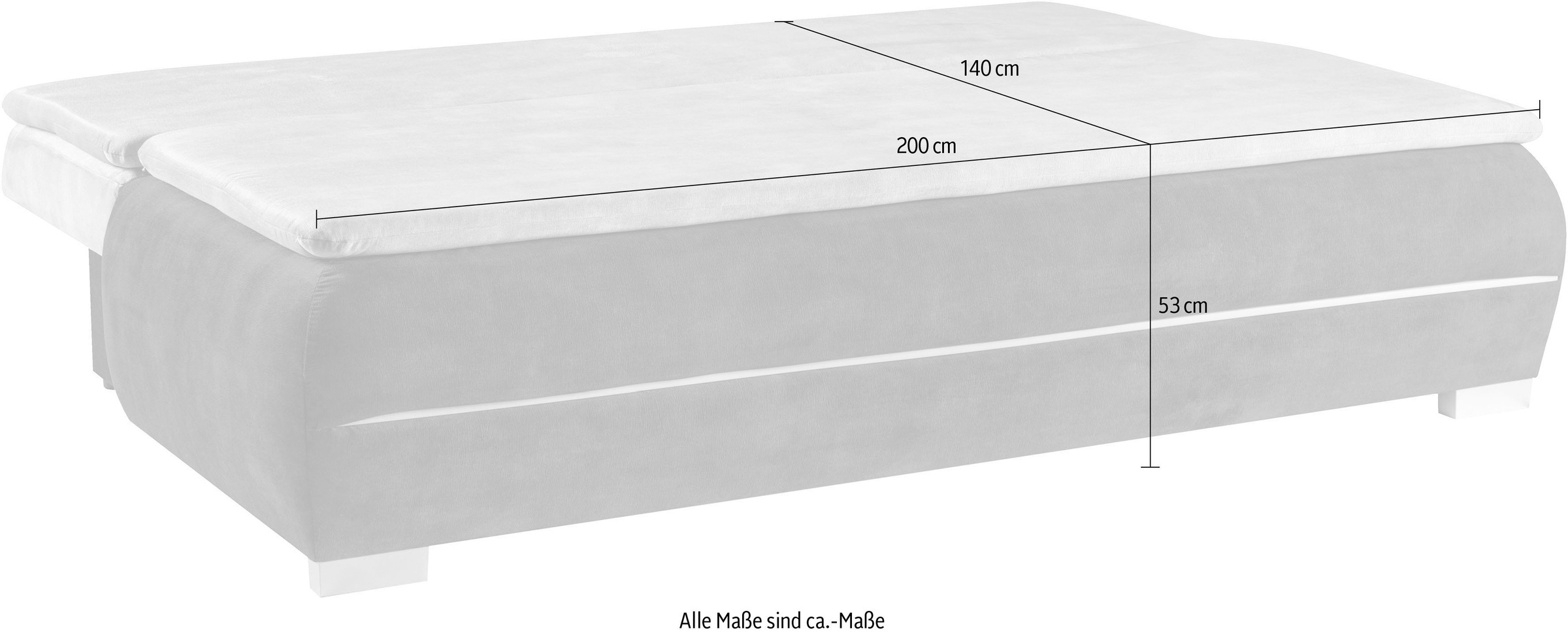 WERK2 Schlafsofa »Tekla 206 cm LED modern, Liegefläche 200/140cm, Wellenunterfederung« Veloursstoff, Schlaffunktion, Bettkasten, LED-Beleuchtung