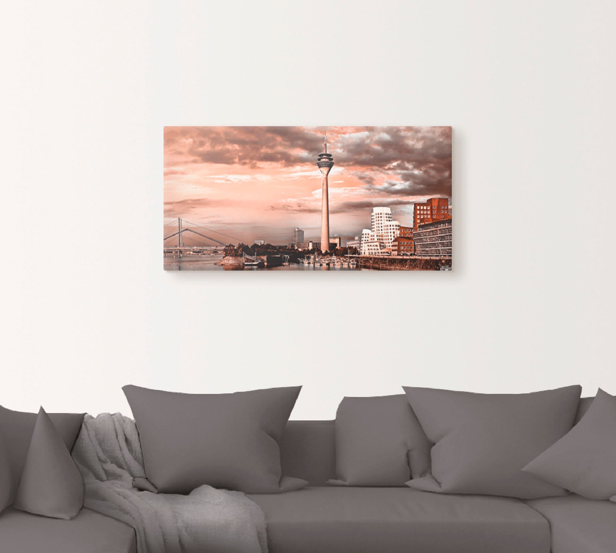 Artland Leinwandbild »Düsseldorf Skyline III«, Architektonische Elemente, ( günstig online kaufen